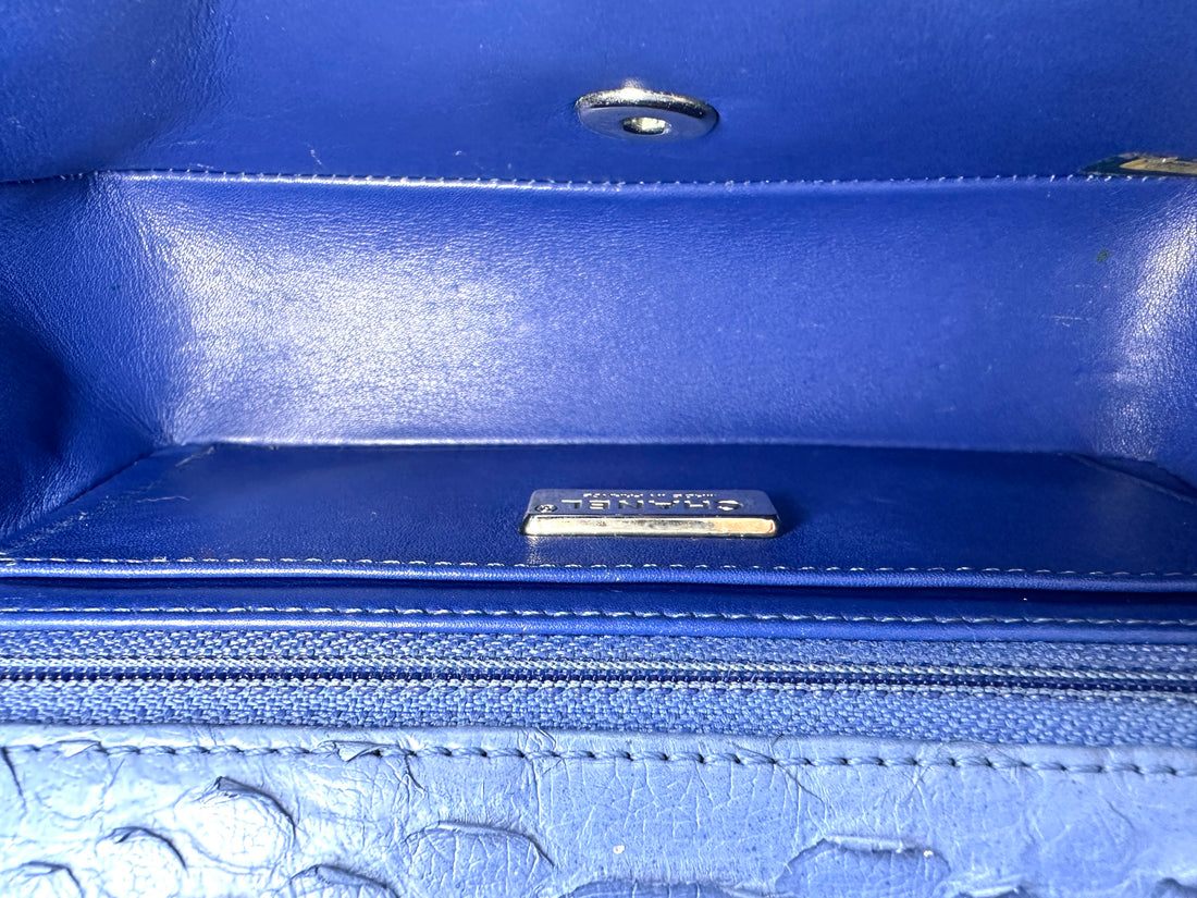 Chanel Classic Flap Blue Python Leather Shoulder Bag With Silver Buckle(18***34) IRIS259