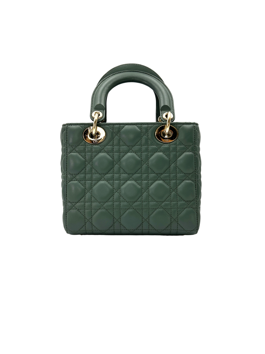 Christian Dior Lady Dior Green Cannage Leather Handle Bag DR857