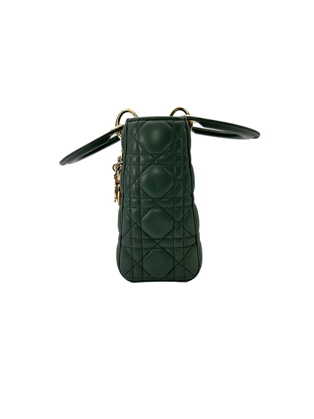 Christian Dior Lady Dior Green Cannage Leather Handle Bag DR857