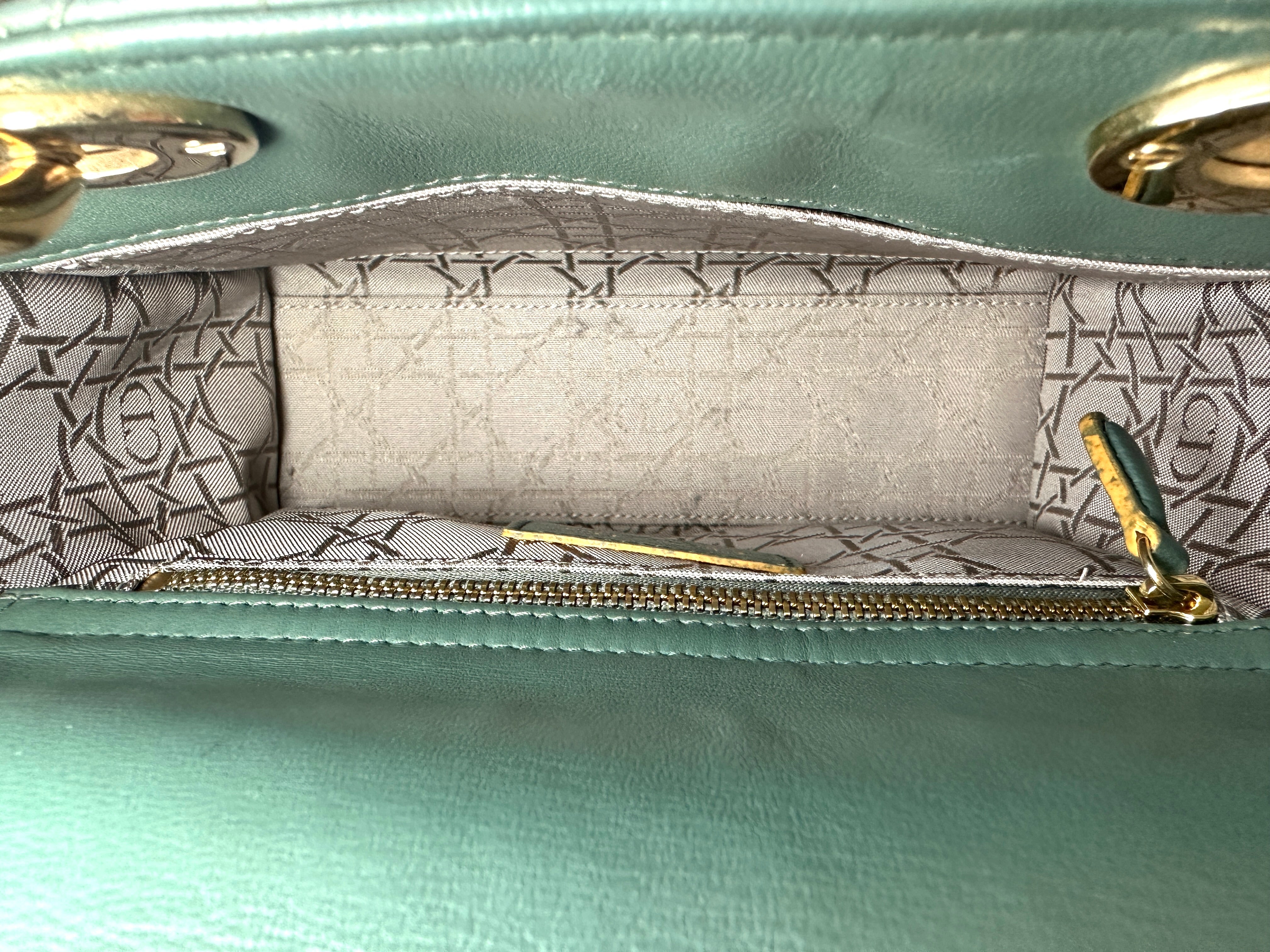 Christian Dior Lady Dior Green Cannage Leather Handle Bag DR857