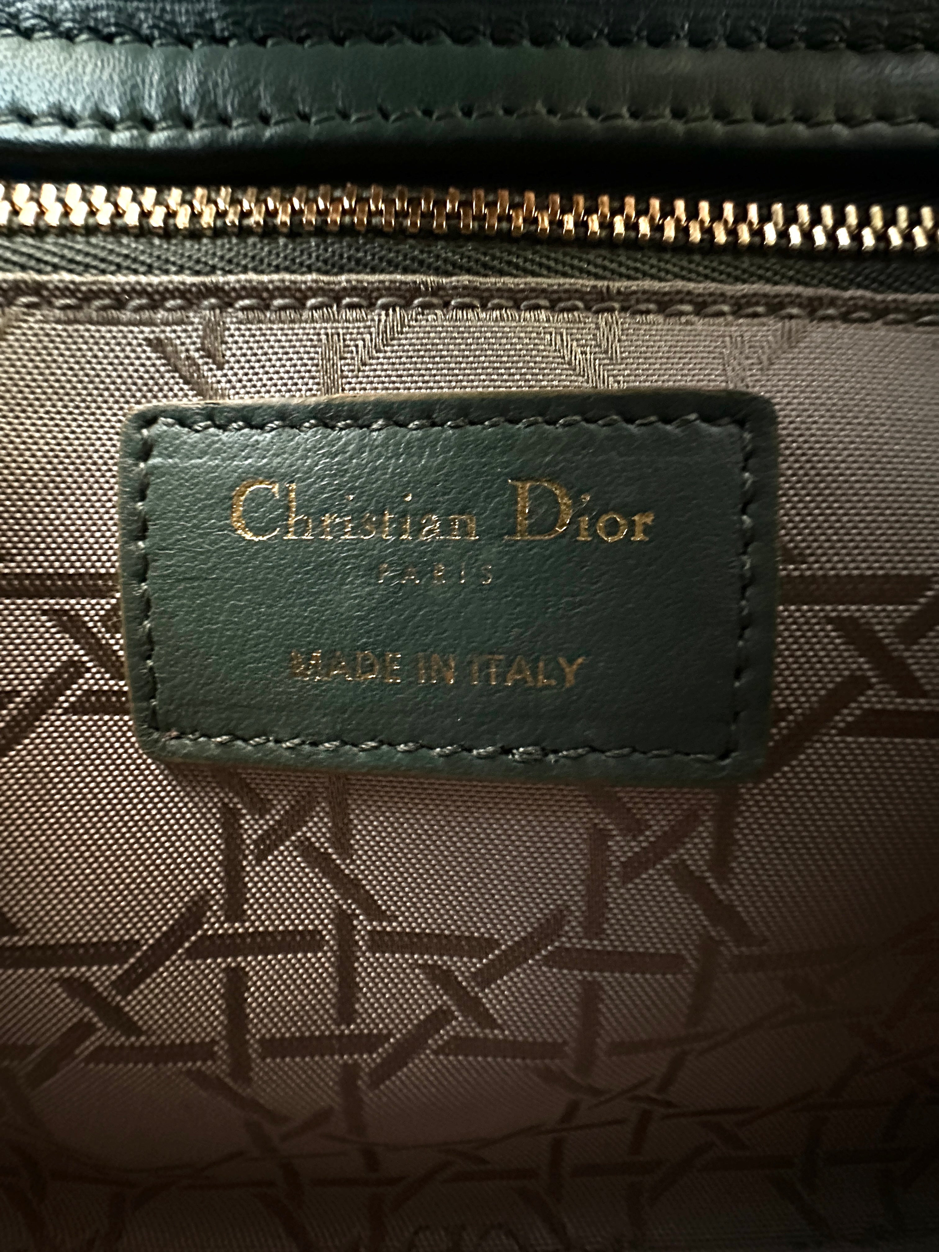 Christian Dior Lady Dior Green Cannage Leather Handle Bag DR857