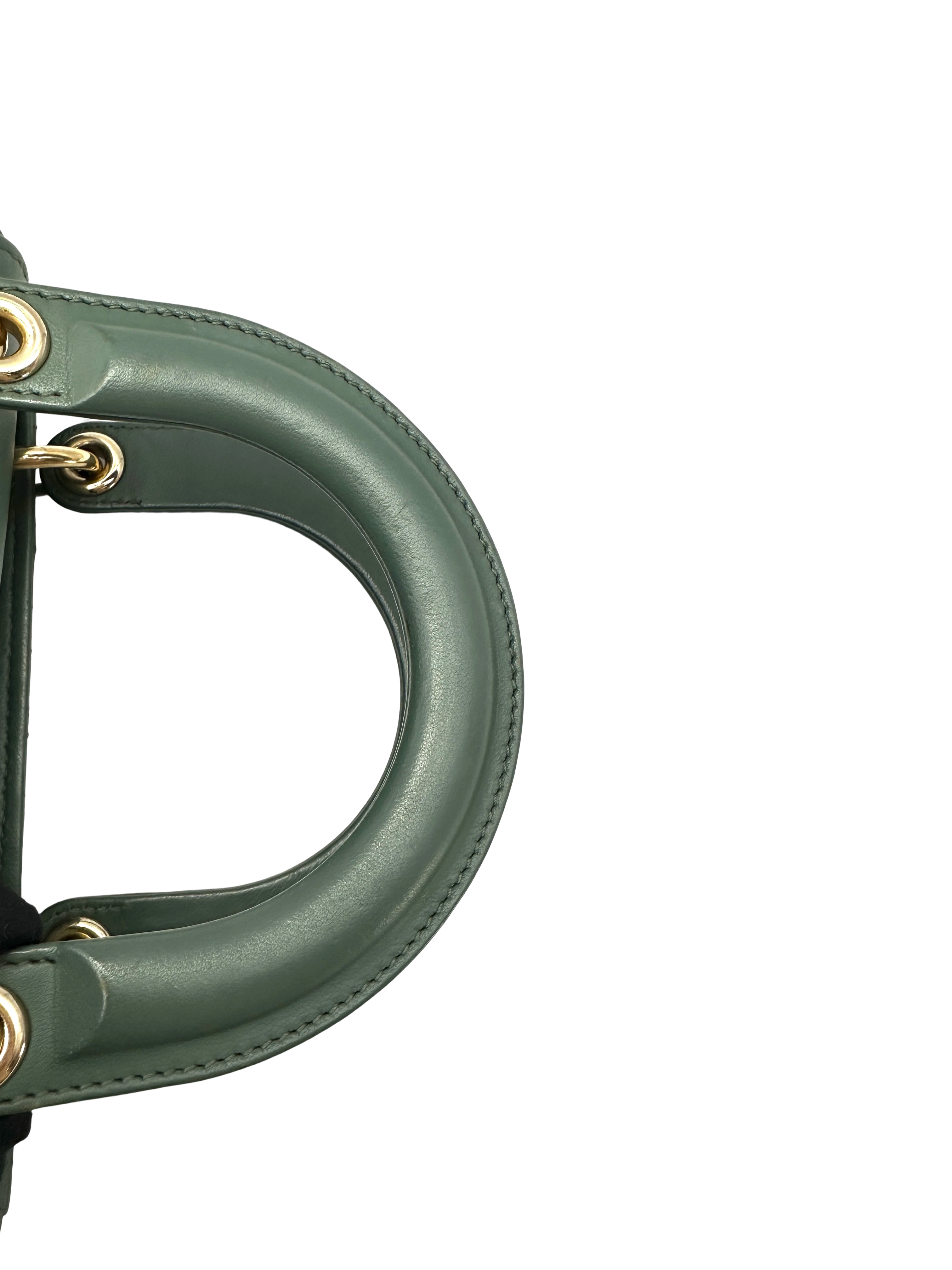 Christian Dior Lady Dior Green Cannage Leather Handle Bag DR857