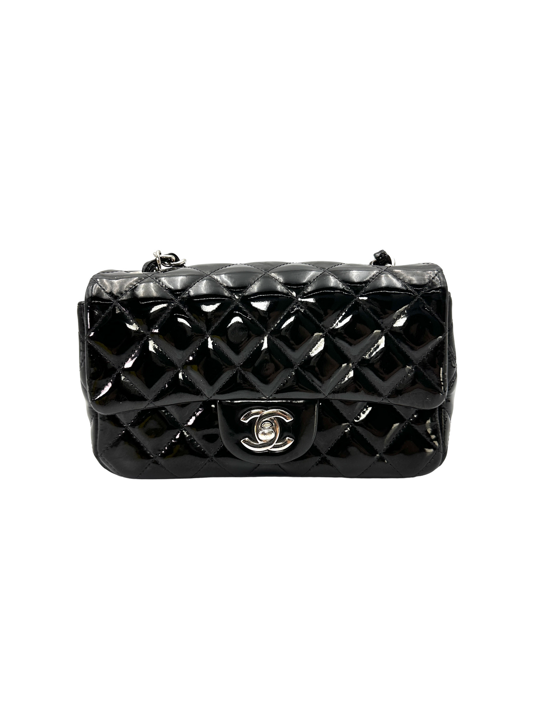 Chanel Classic Flap Black Quilted Patent Leather Mini Shoulder Bag(20***69) CC2402