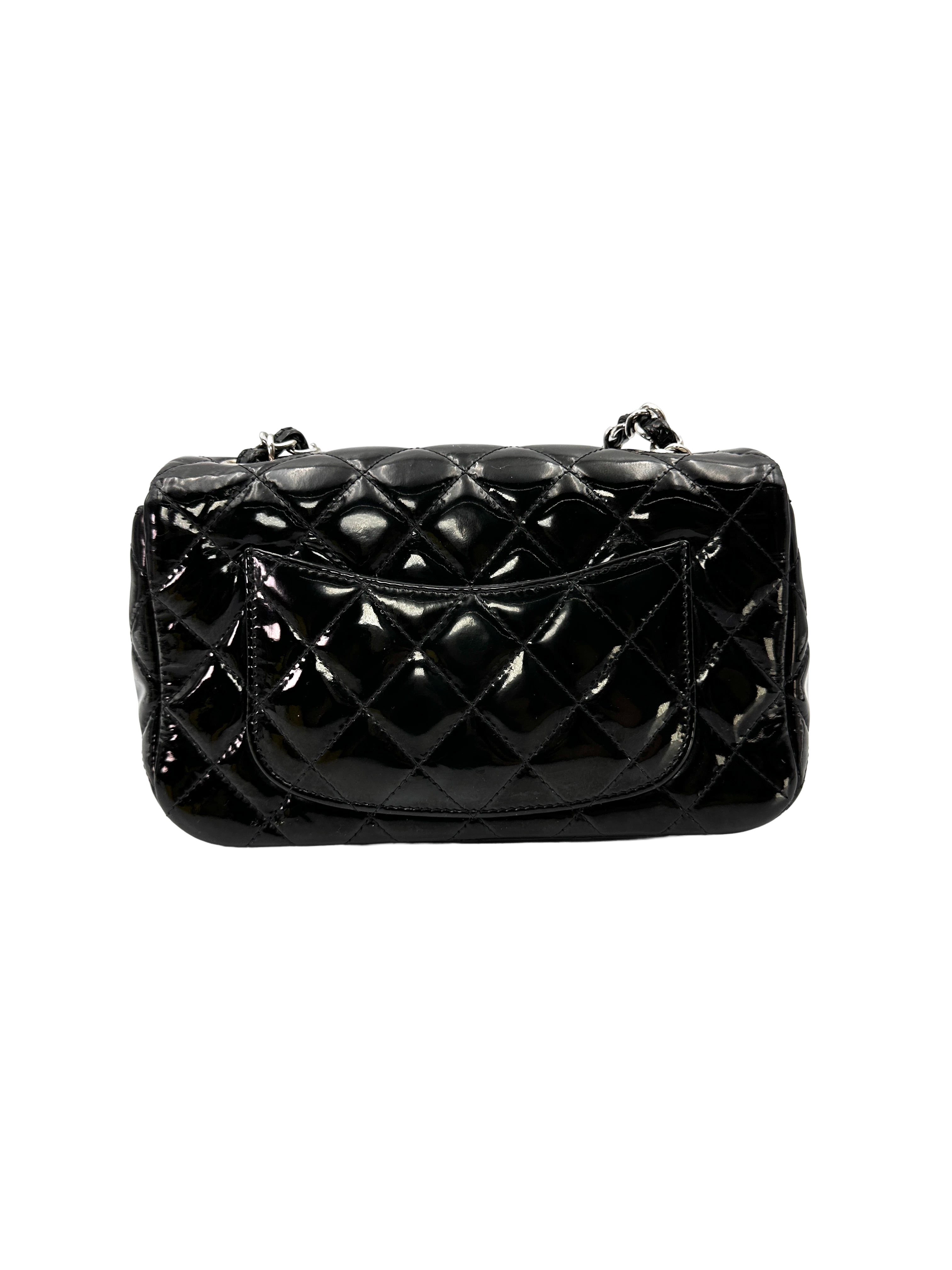 Chanel Classic Flap Black Quilted Patent Leather Mini Shoulder Bag(20***69) CC2402