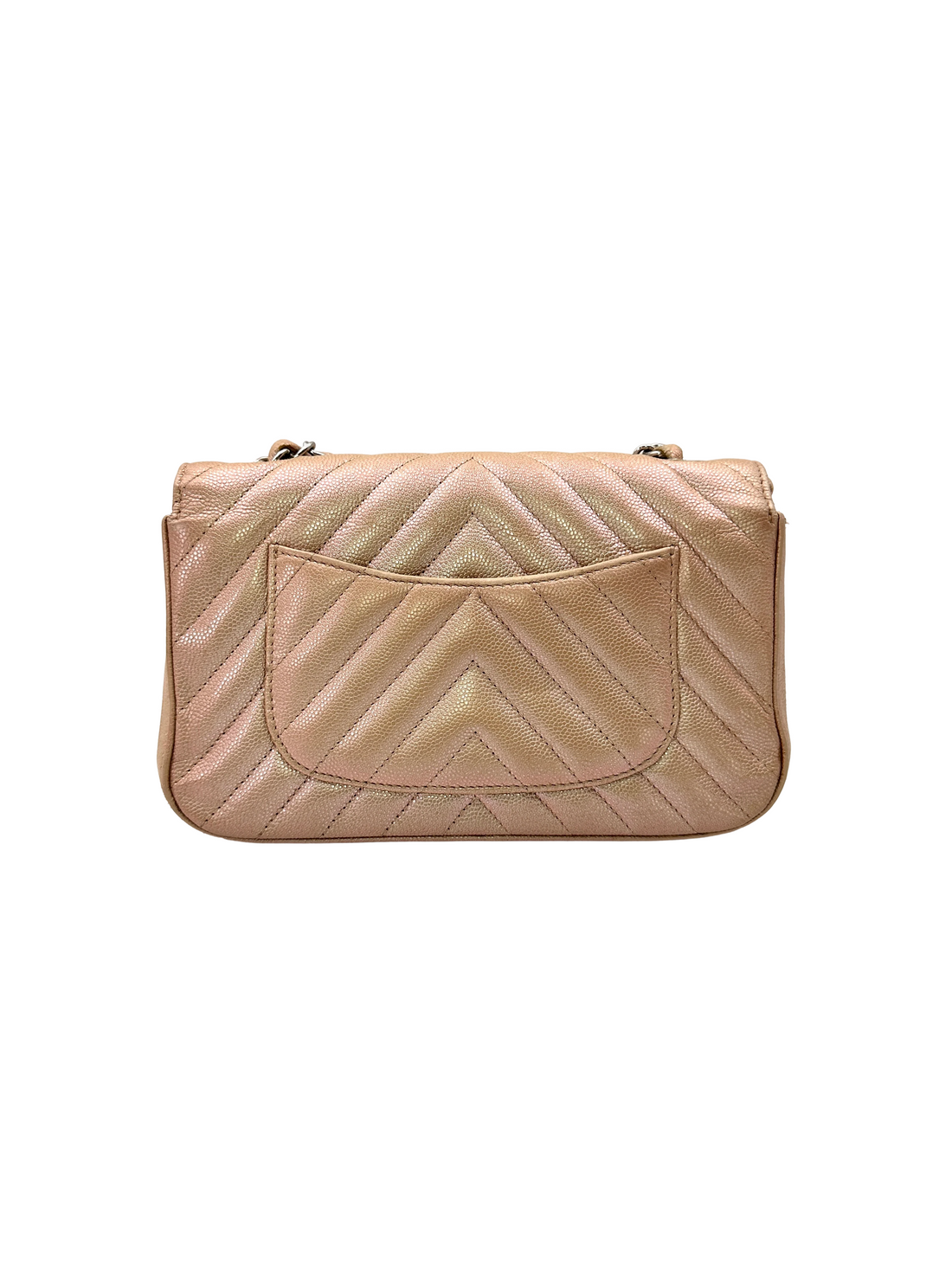 Chanel Classic Flap Iridescent Gold Chevron Quilted Leather Mini Shoulder Bag(24***05) CC2398