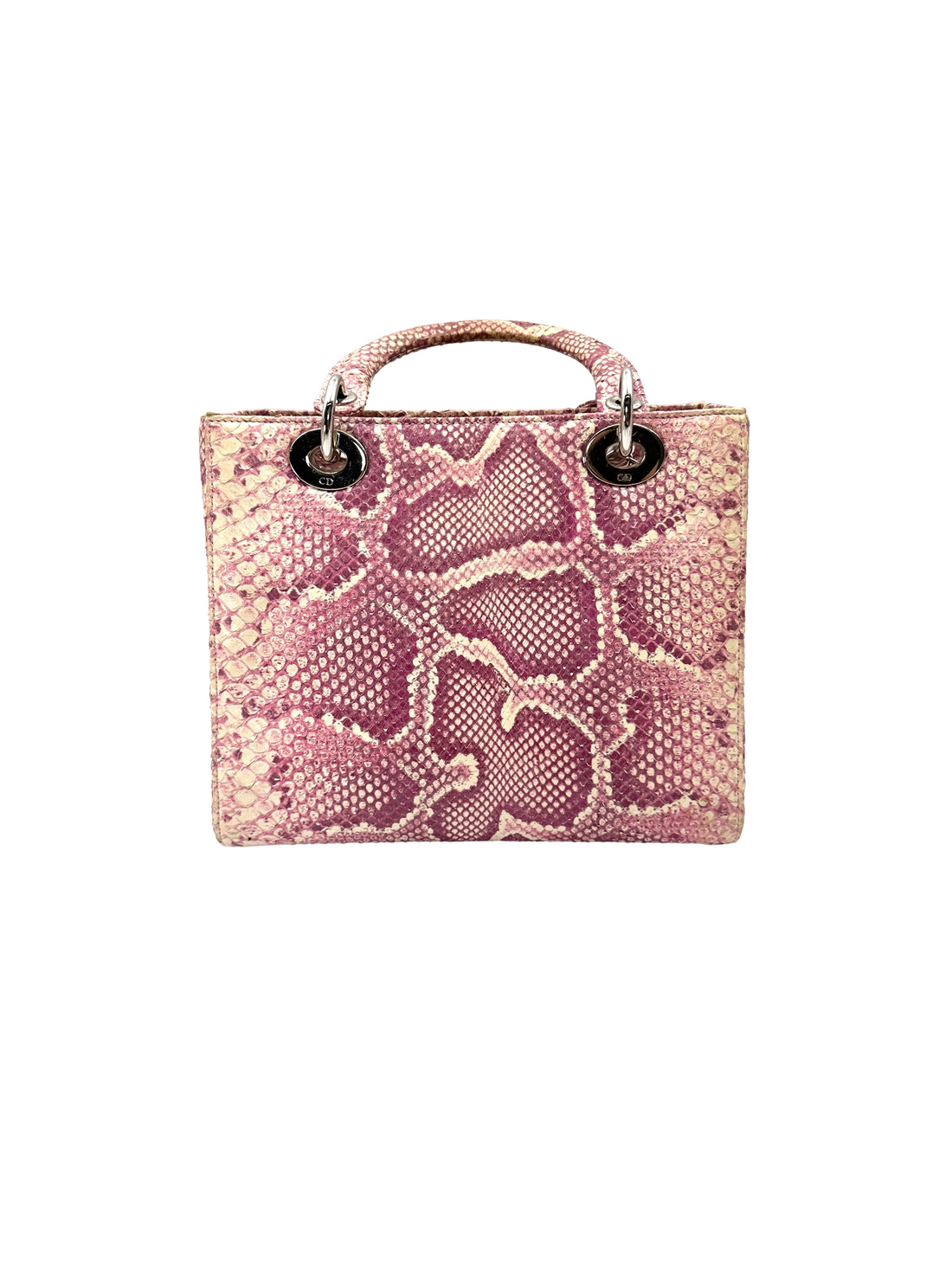 Christian Dior Lady Dior Pink Python Leather Handle Bag DR861