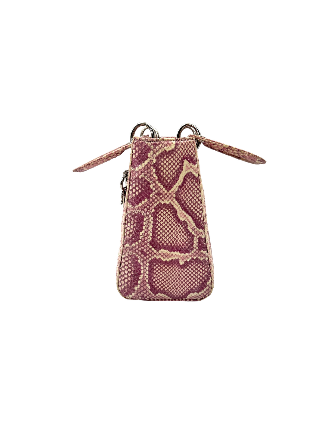 Christian Dior Lady Dior Pink Python Leather Handle Bag DR861