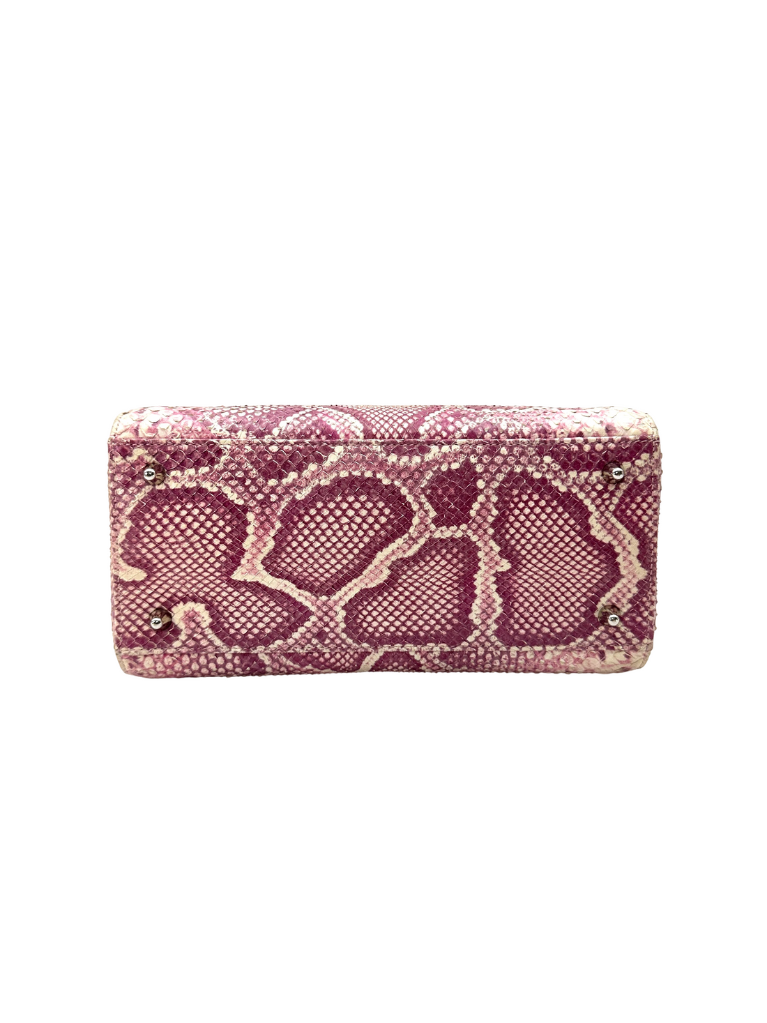 Christian Dior Lady Dior Pink Python Leather Handle Bag DR861