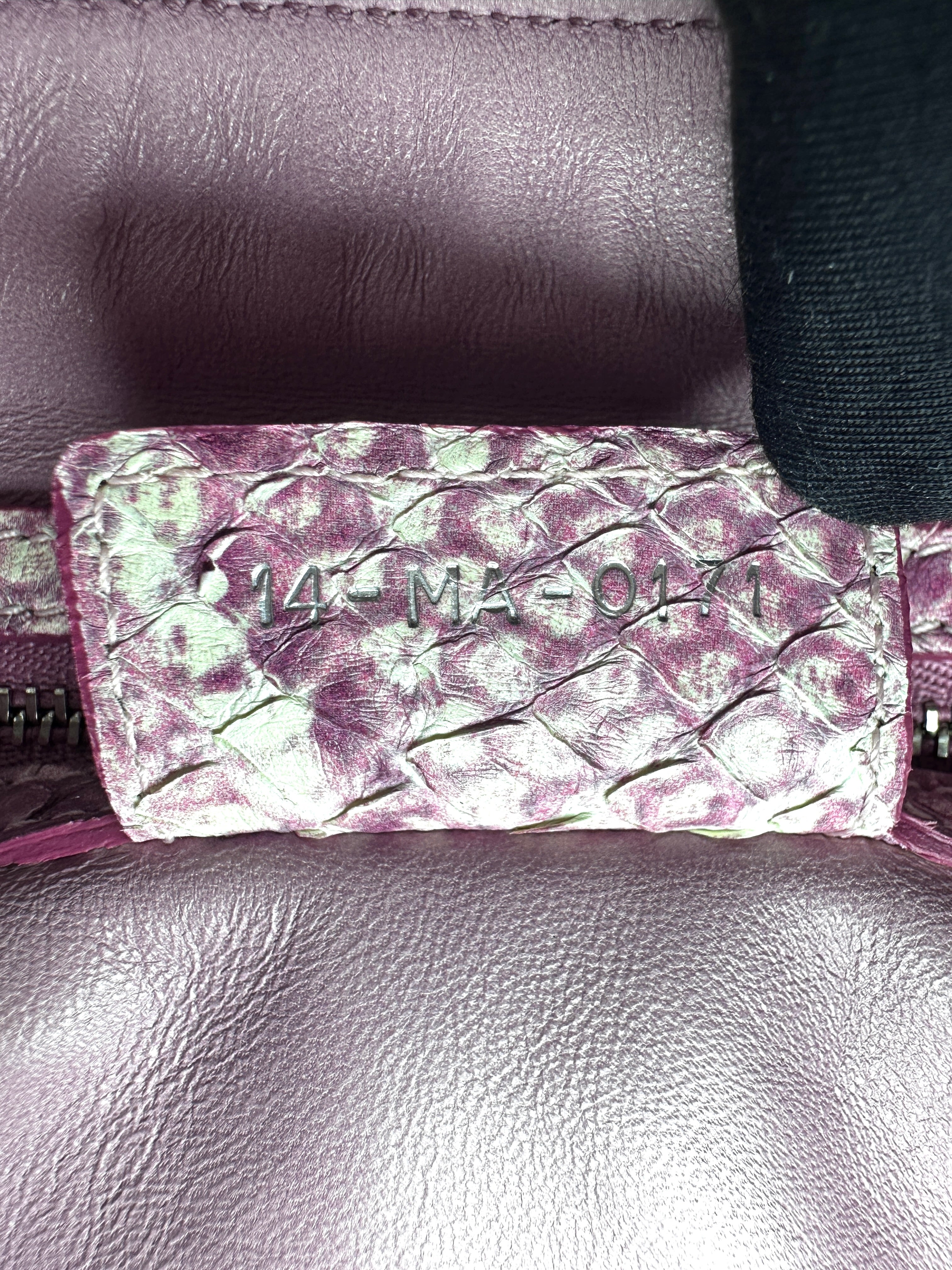 Christian Dior Lady Dior Pink Python Leather Handle Bag DR861