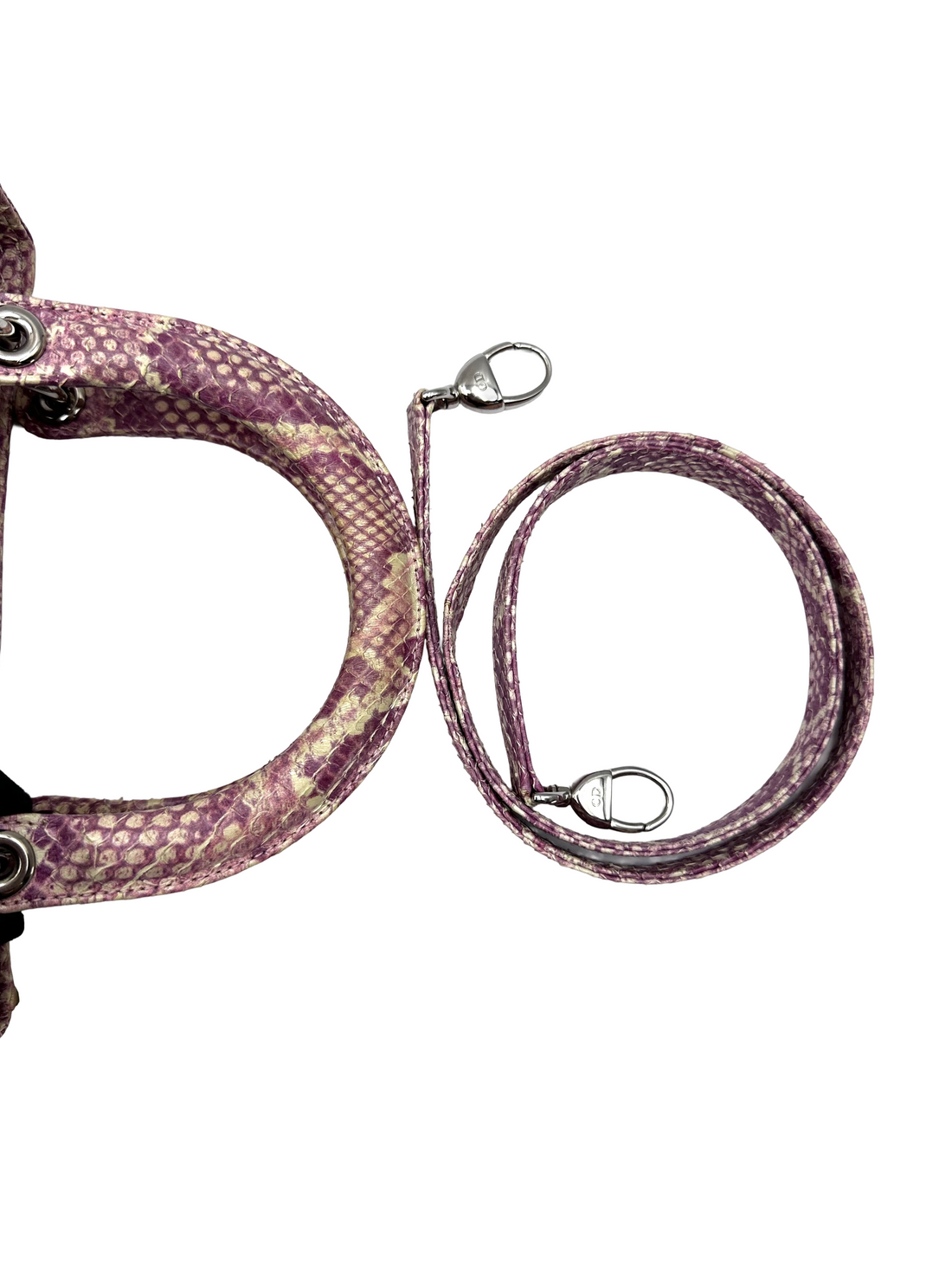 Christian Dior Lady Dior Pink Python Leather Handle Bag DR861