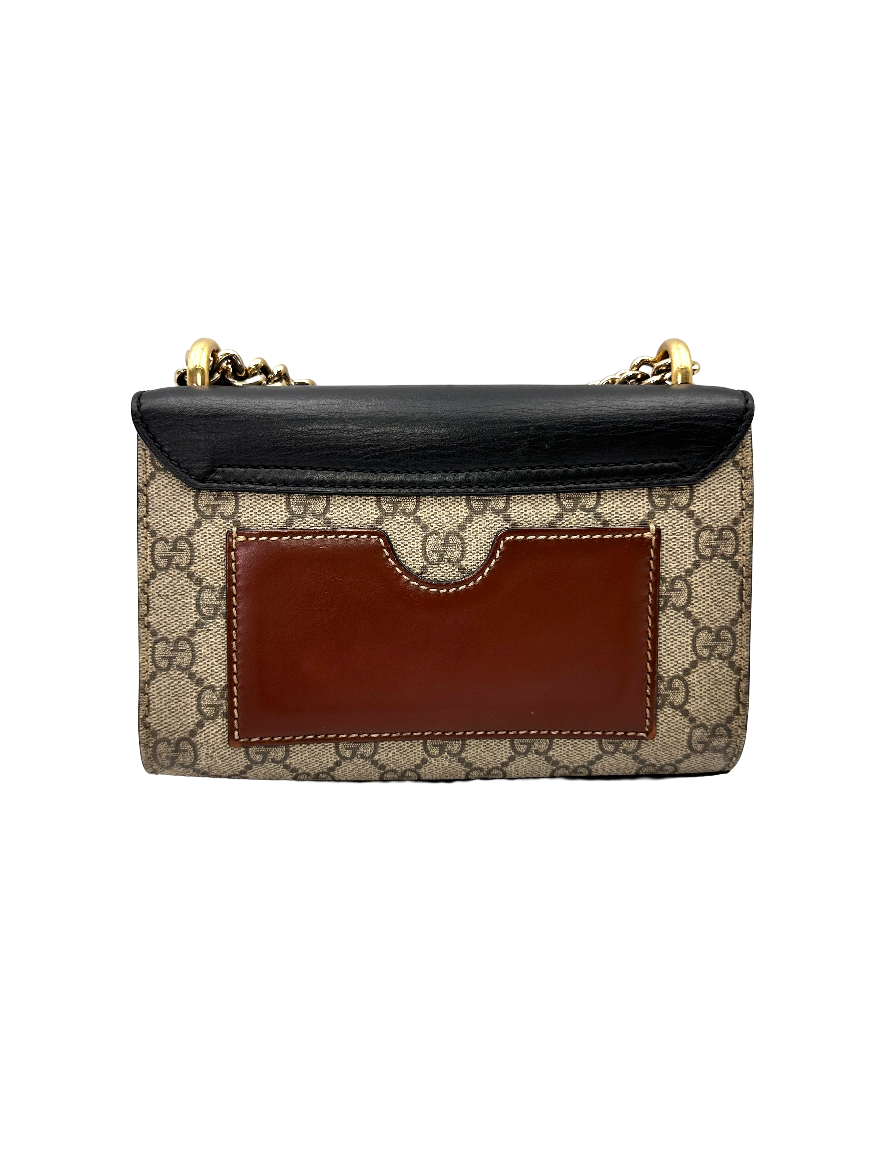 Gucci Padlock GG Canvas & Black Leather Small Size Shoulder Bag GG1372