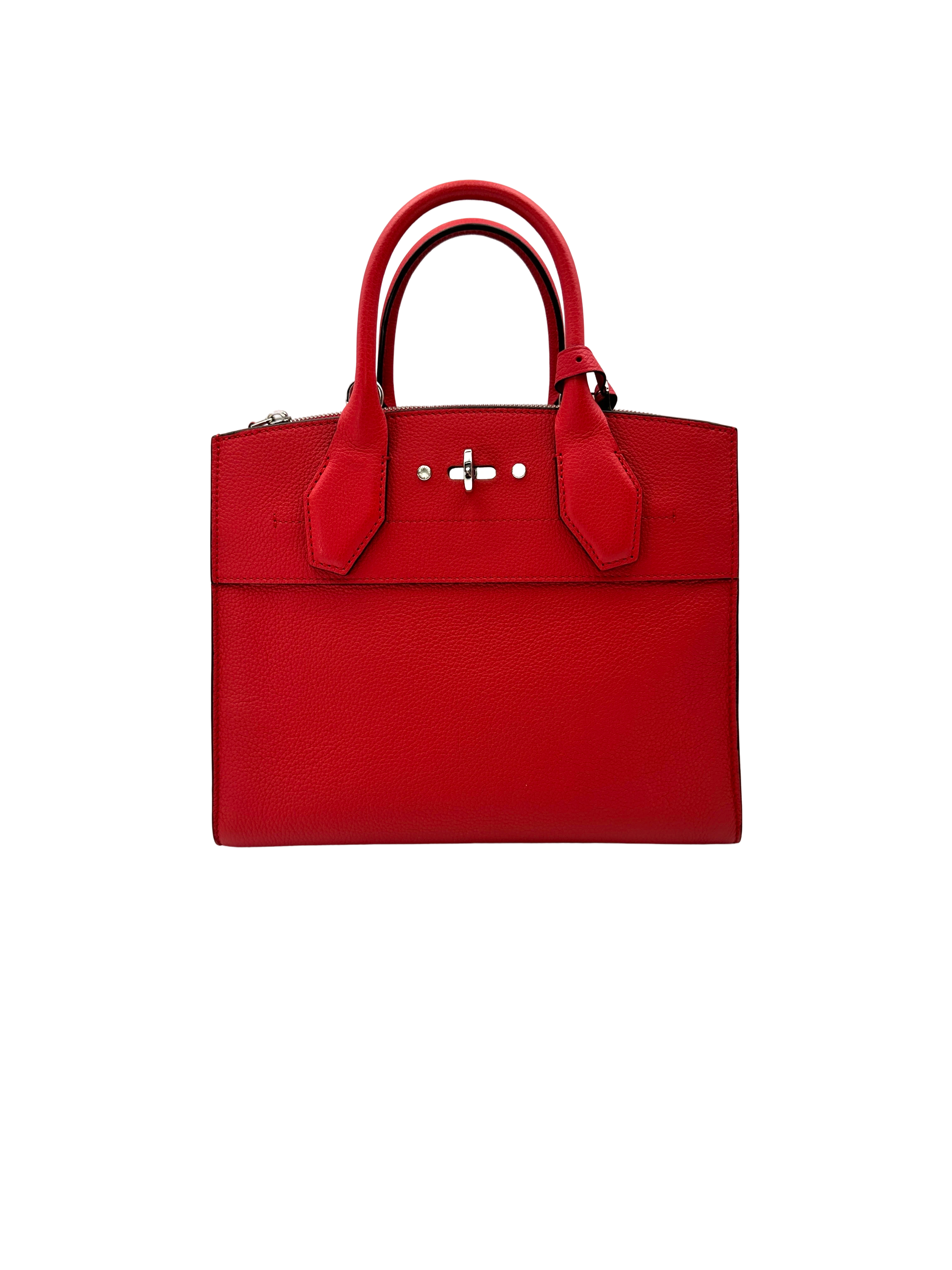 Louis Vuitton City Steamer Red Taurillon Leather Handle Bag LV3187