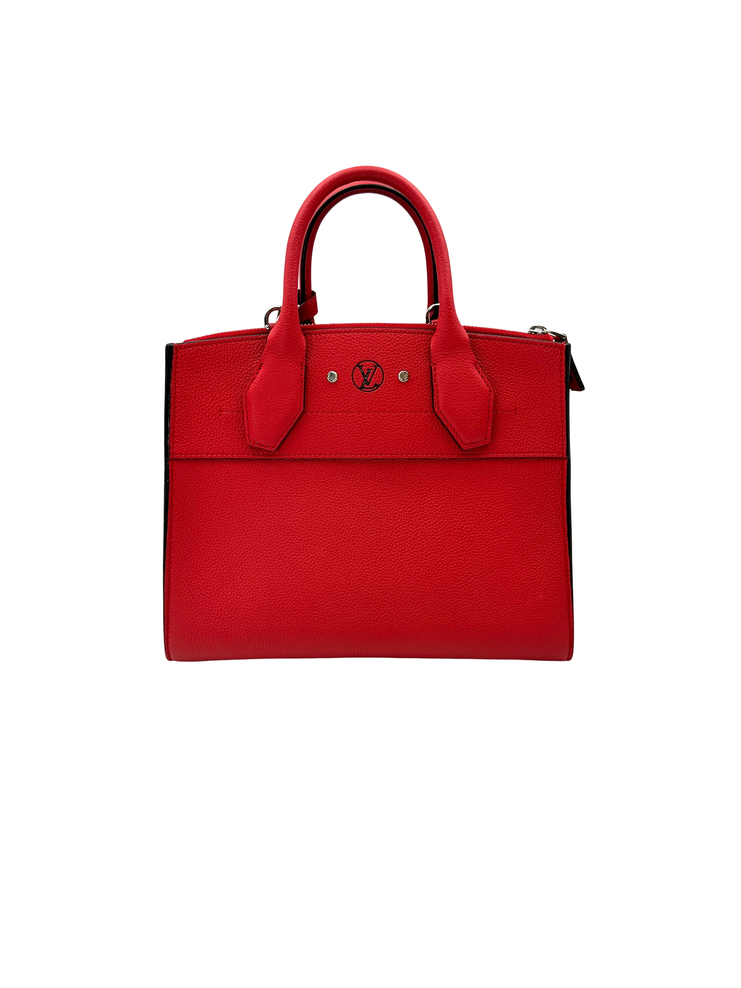 Louis Vuitton City Steamer Red Taurillon Leather Handle Bag LV3187