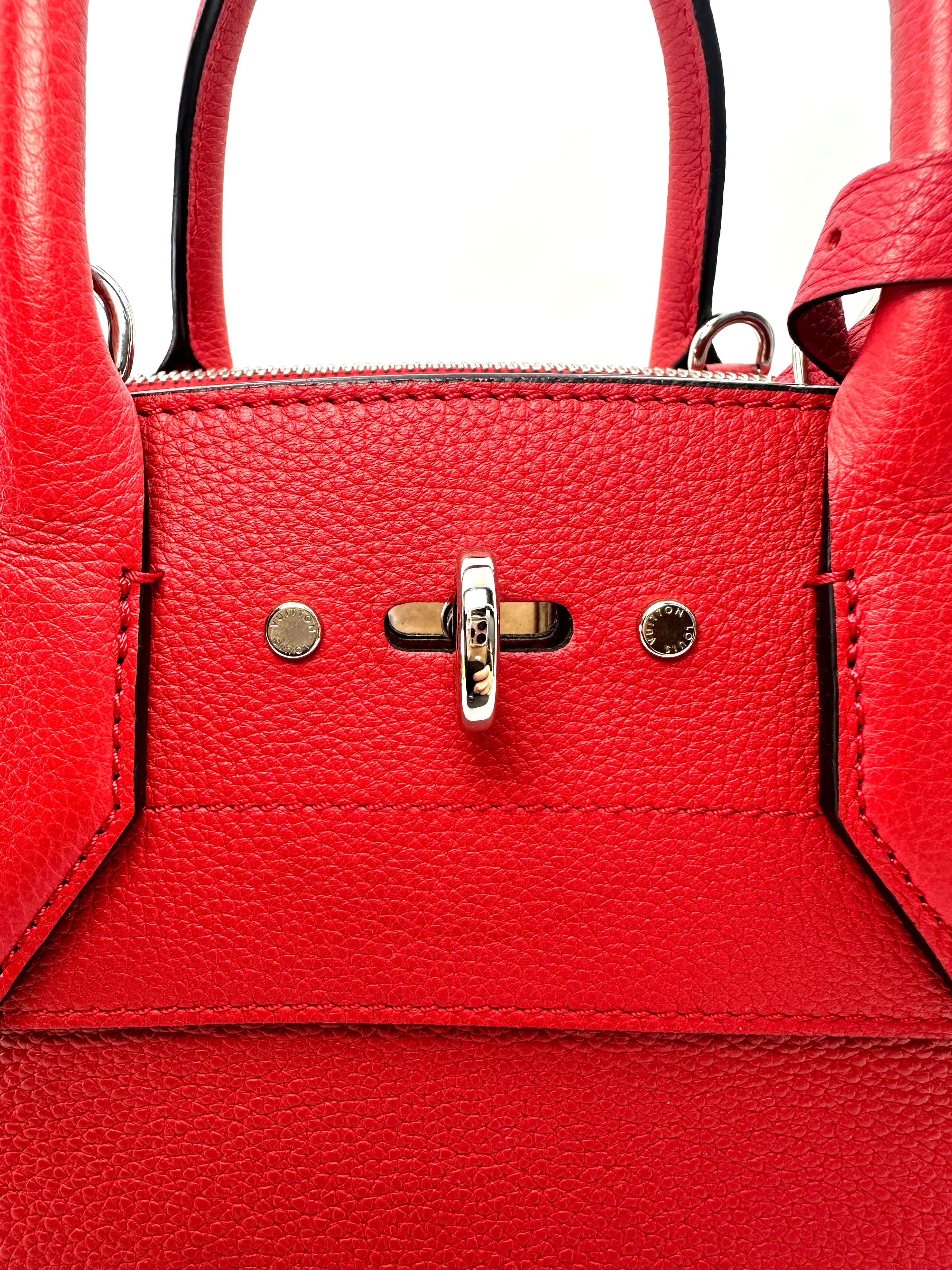 Louis Vuitton City Steamer Red Taurillon Leather Handle Bag LV3187