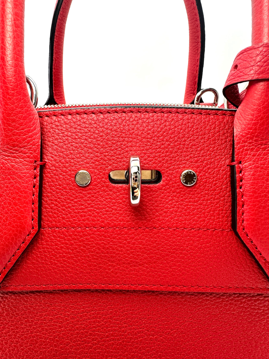 Louis Vuitton City Steamer Red Taurillon Leather Handle Bag LV3187