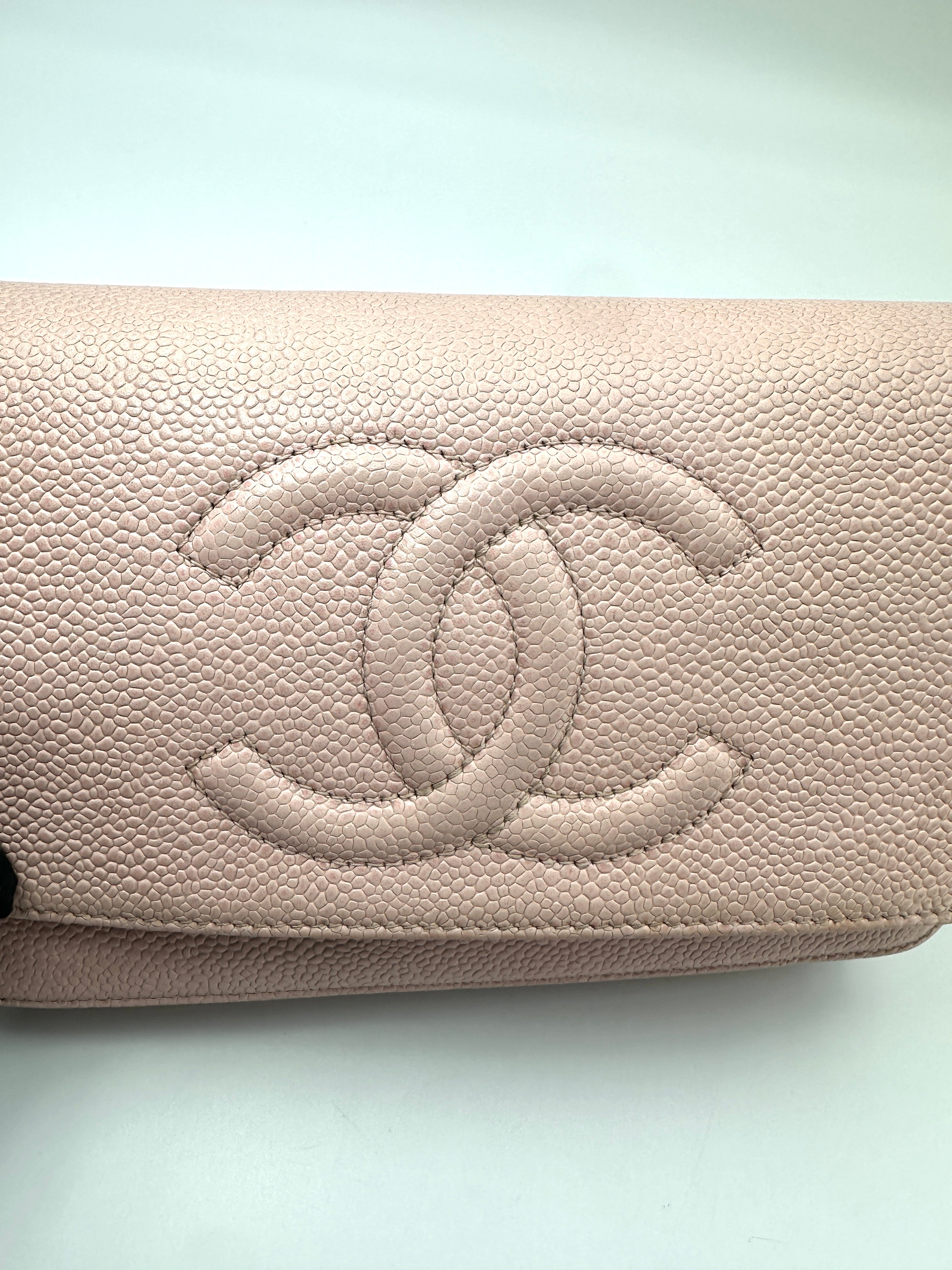 Chanel Timeless CC Pink Caviar Leather Wallet On Chain(15***06) CC2413
