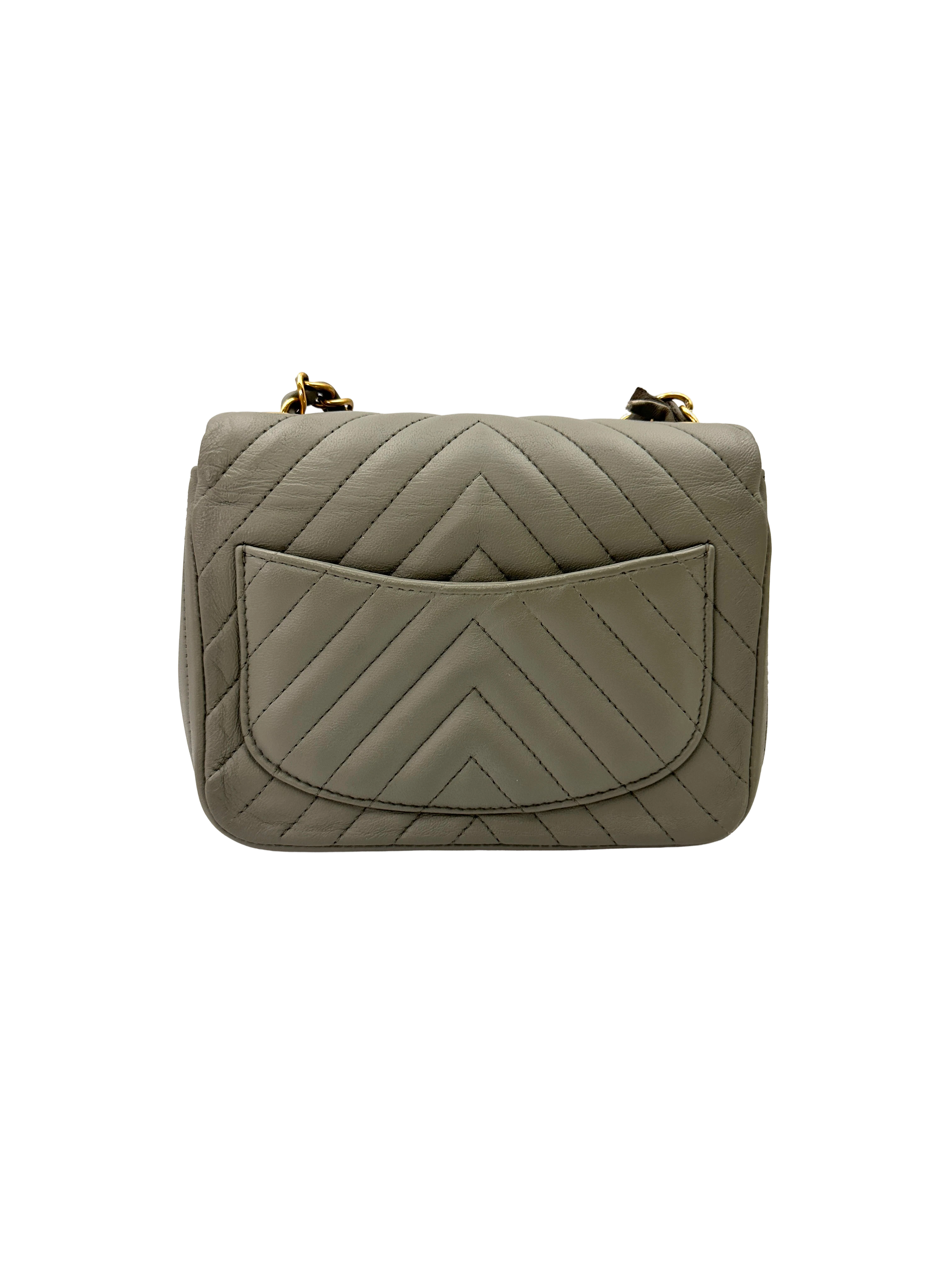 Chanel Classic Flap Grey Chevron Quilted Leather Mini Shoulder Bag(21***91) CC2404