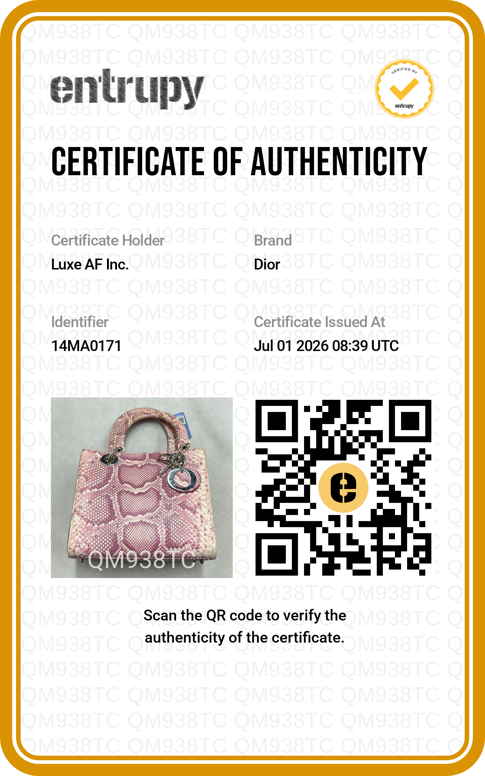 Christian Dior Lady Dior Pink Python Leather Handle Bag DR861