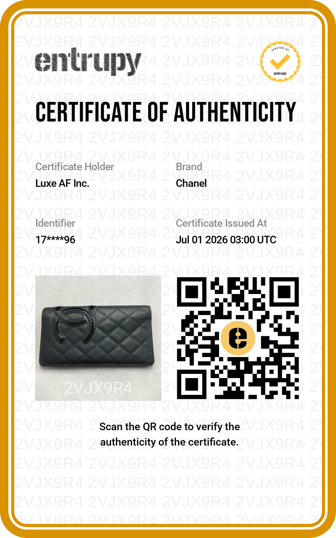 Chanel Cambon Line Black Quilted Leather Wallet(17***96) CC2393