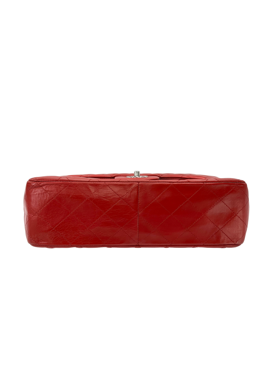 Chanel Classic Flap Red Quilted Leather Jumbo Shoulder Bag With Silver Buckle(13***87) CC2405