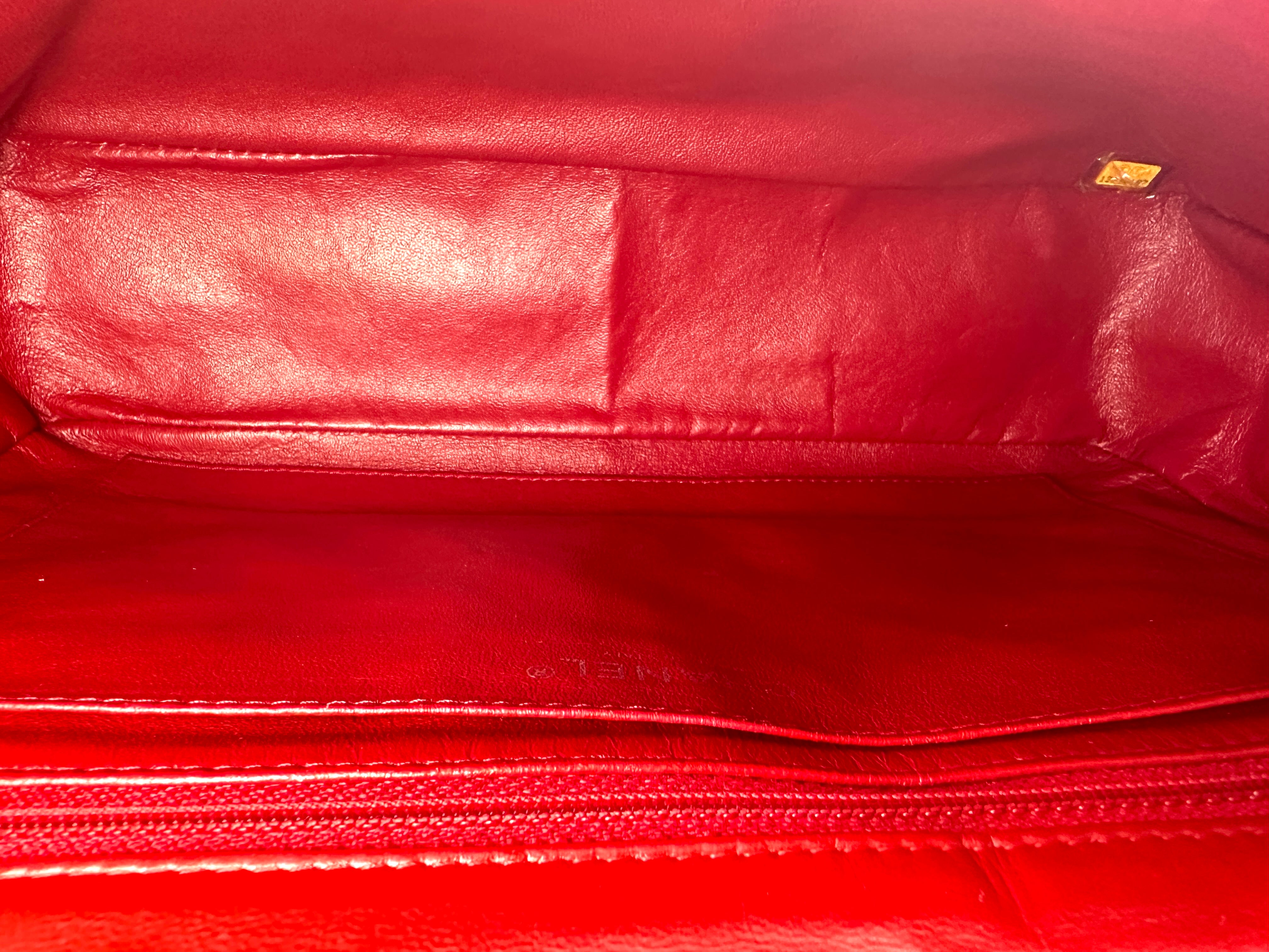 Chanel Classic Flap Red Quilted Leather Jumbo Shoulder Bag With Silver Buckle(13***87) CC2405