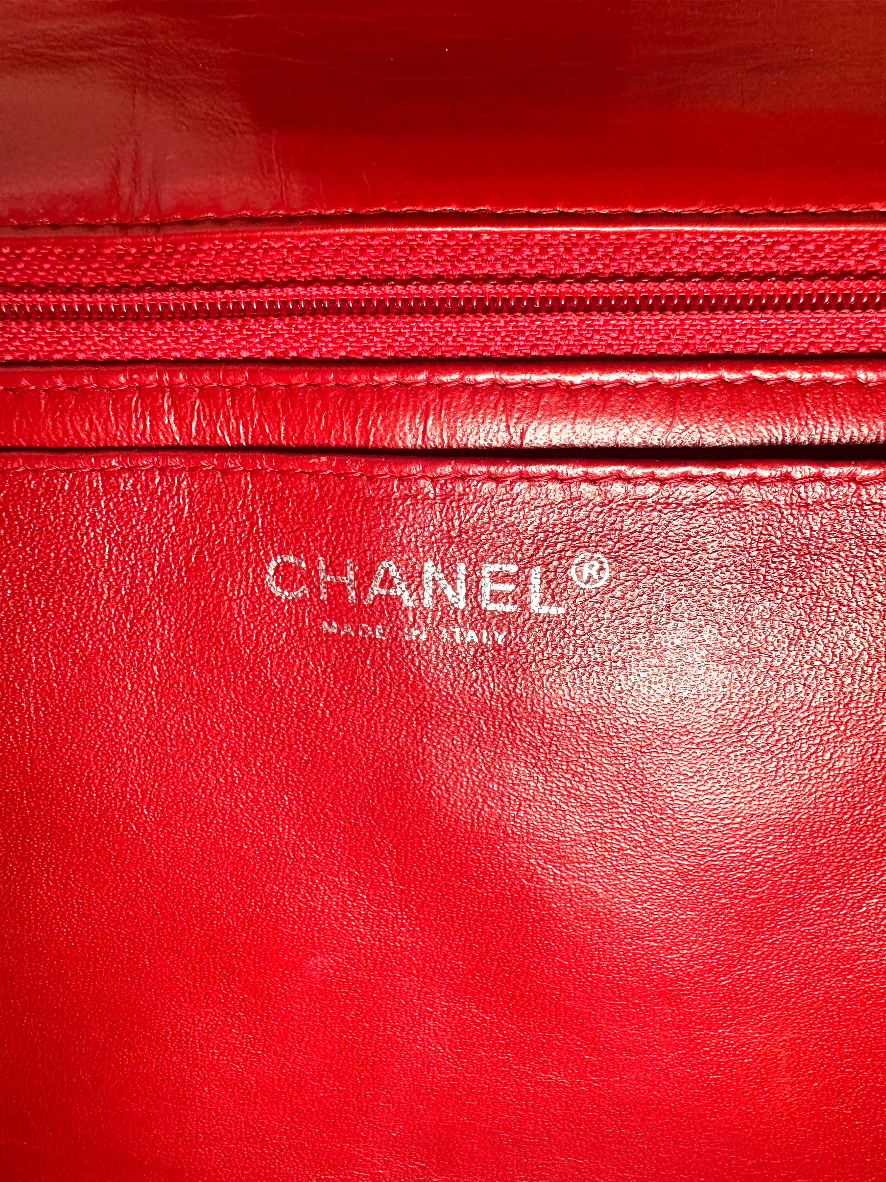 Chanel Classic Flap Red Quilted Leather Jumbo Shoulder Bag With Silver Buckle(13***87) CC2405