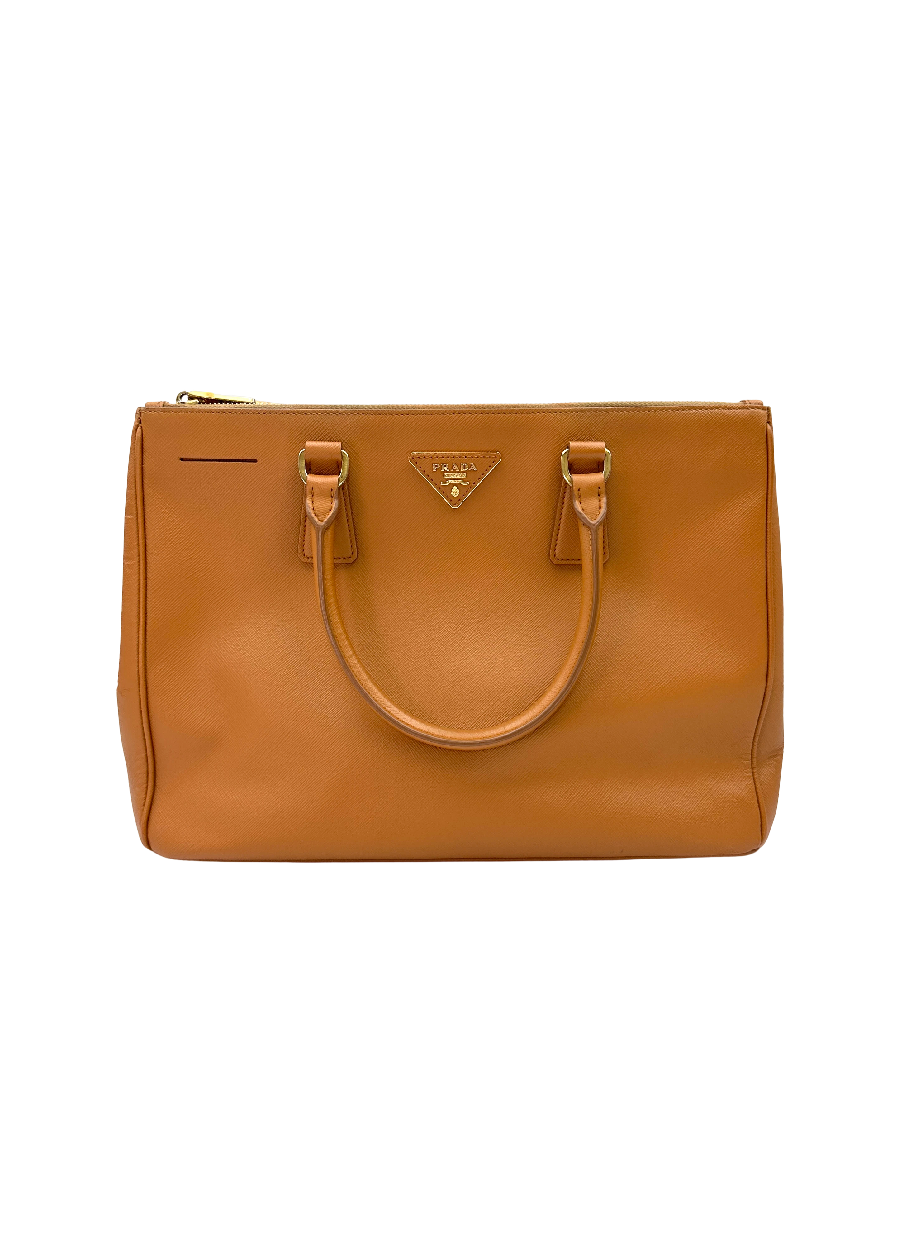 Prada Galleria Brown Saffiano Leather Handle Bag PR530