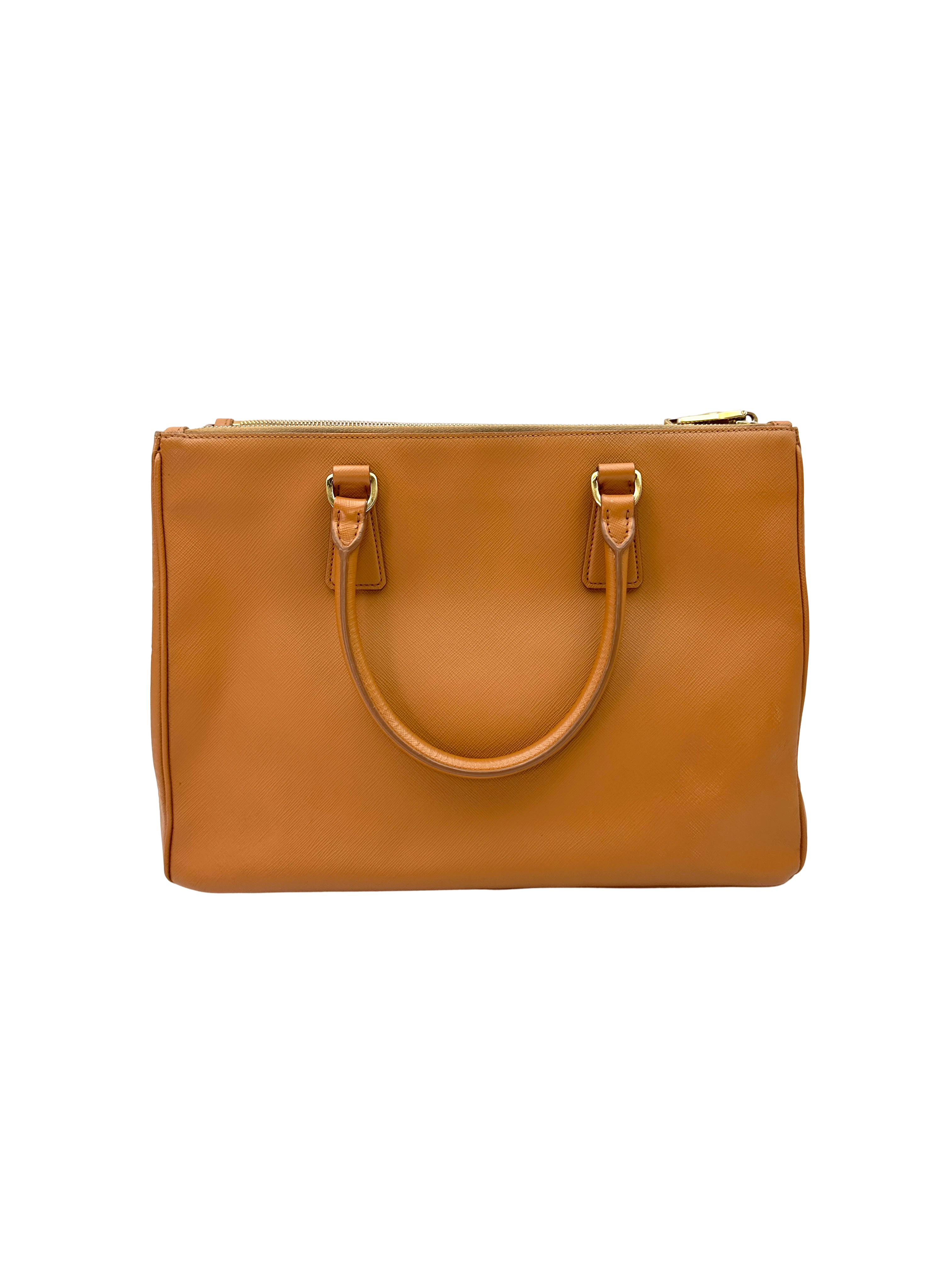 Prada Galleria Brown Saffiano Leather Handle Bag PR530