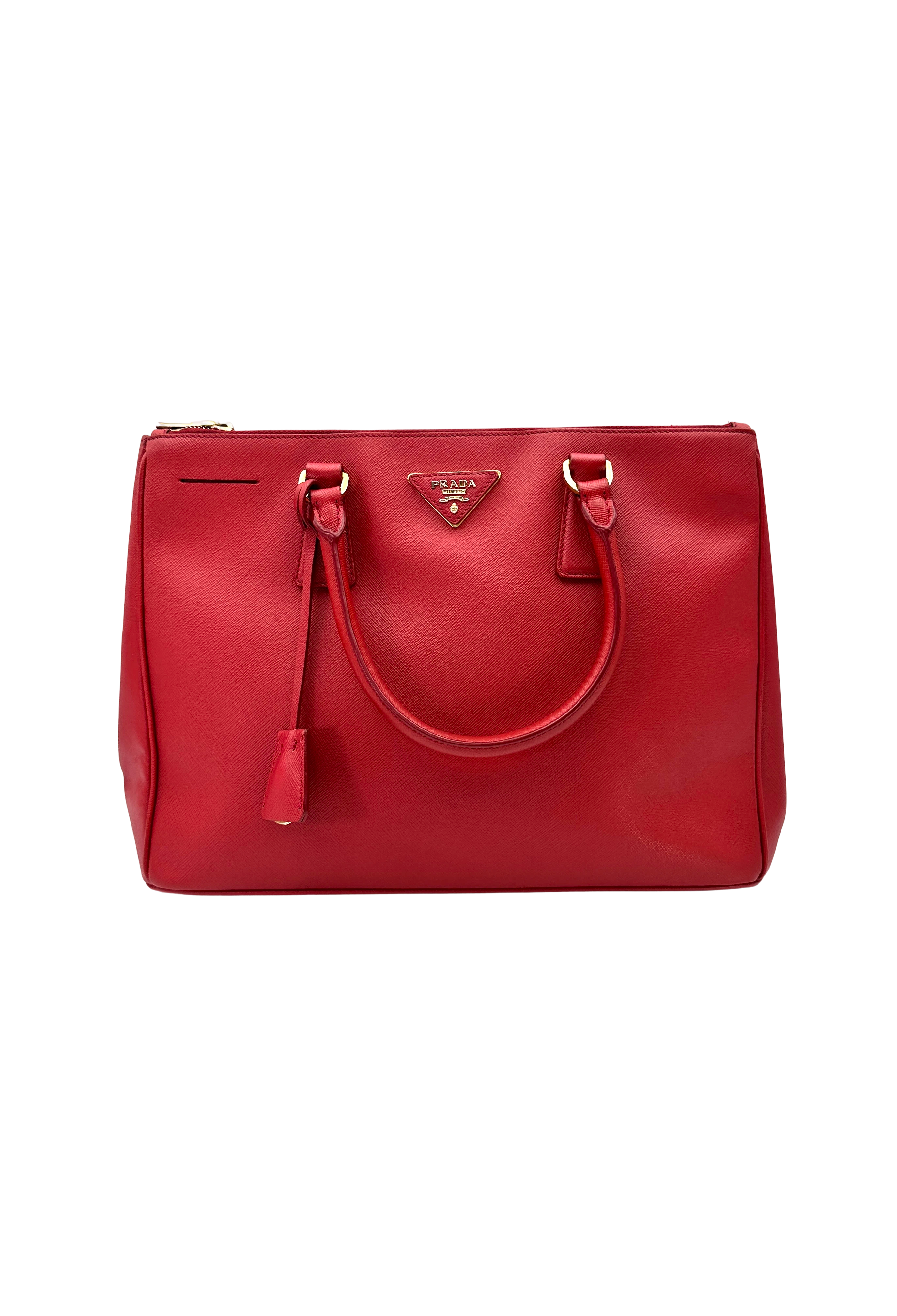 Prada Galleria Red Saffiano Leather Handle Bag PR531