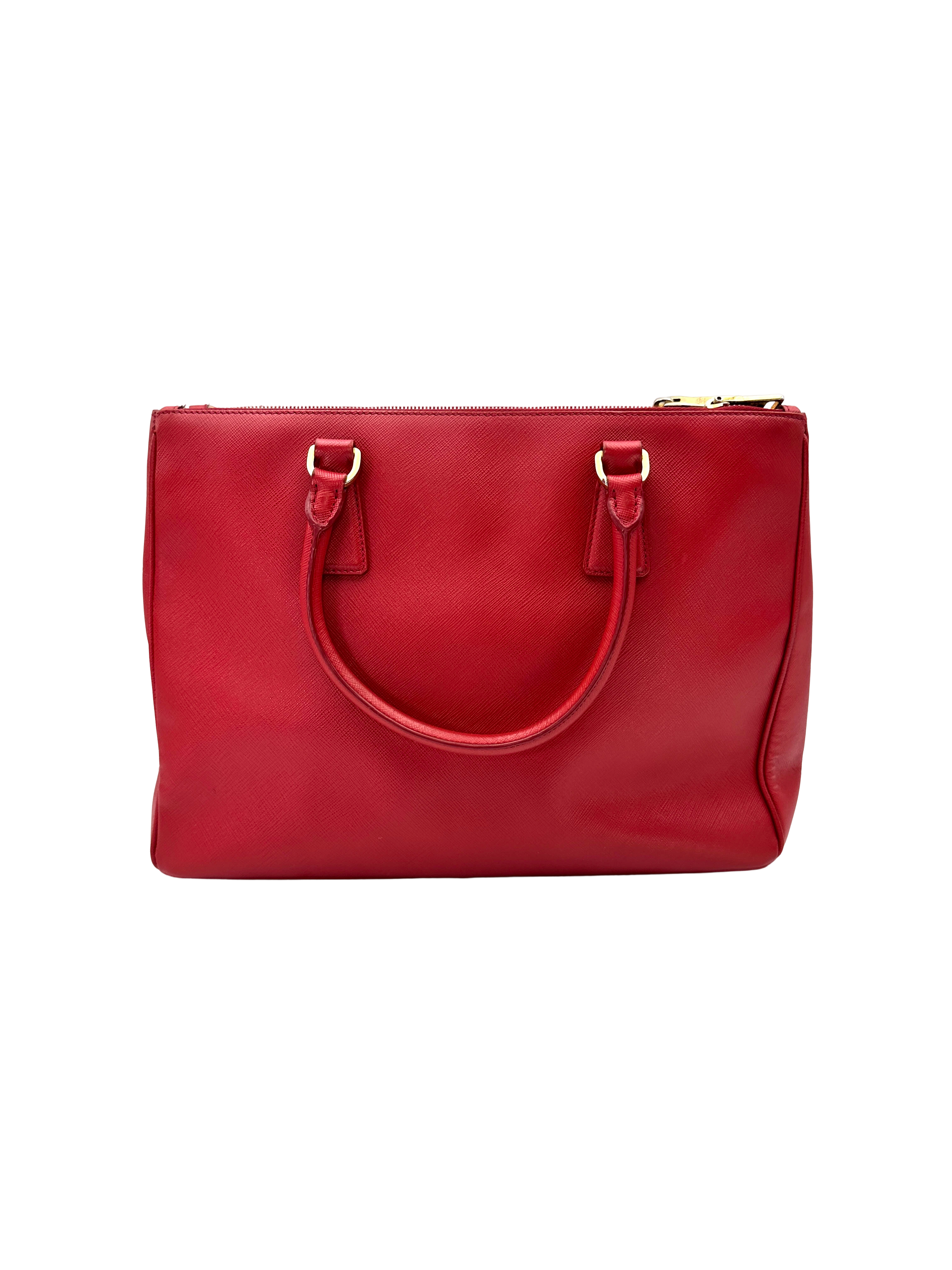 Prada Galleria Red Saffiano Leather Handle Bag PR531