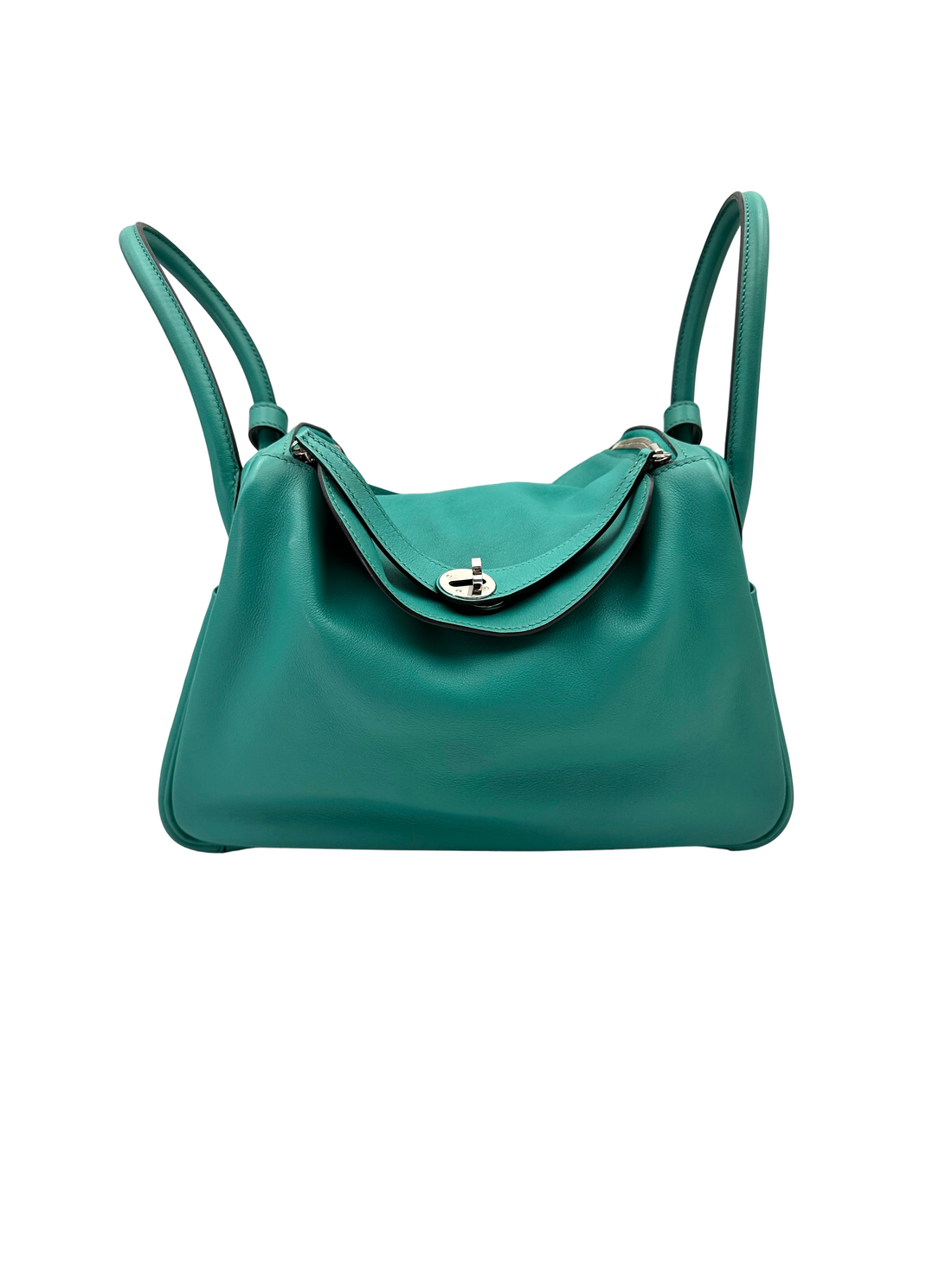 Hermes Lindy30 Turquoies Leather Handle Bag IRIS260