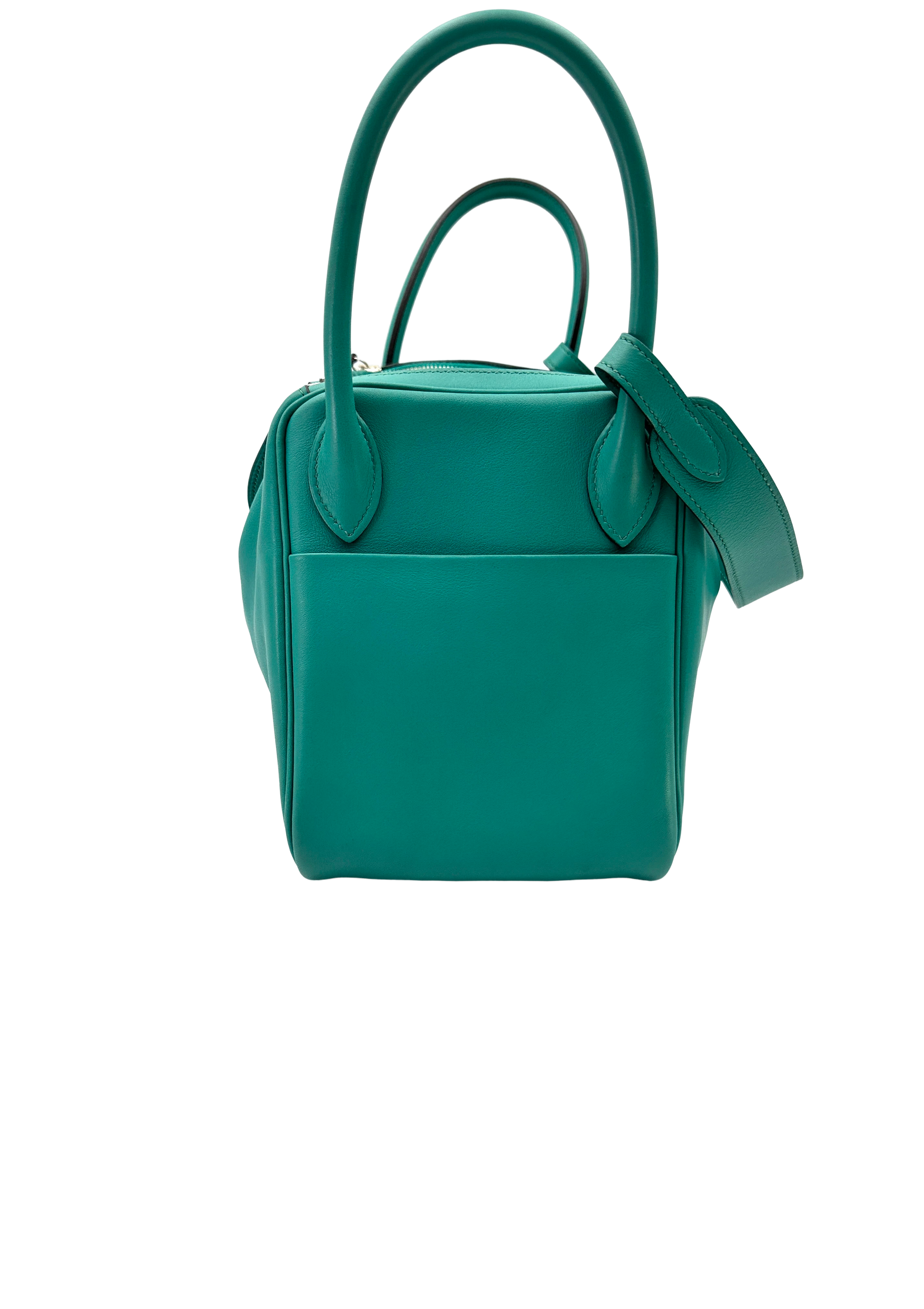 Hermes Lindy30 Turquoies Leather Handle Bag IRIS260