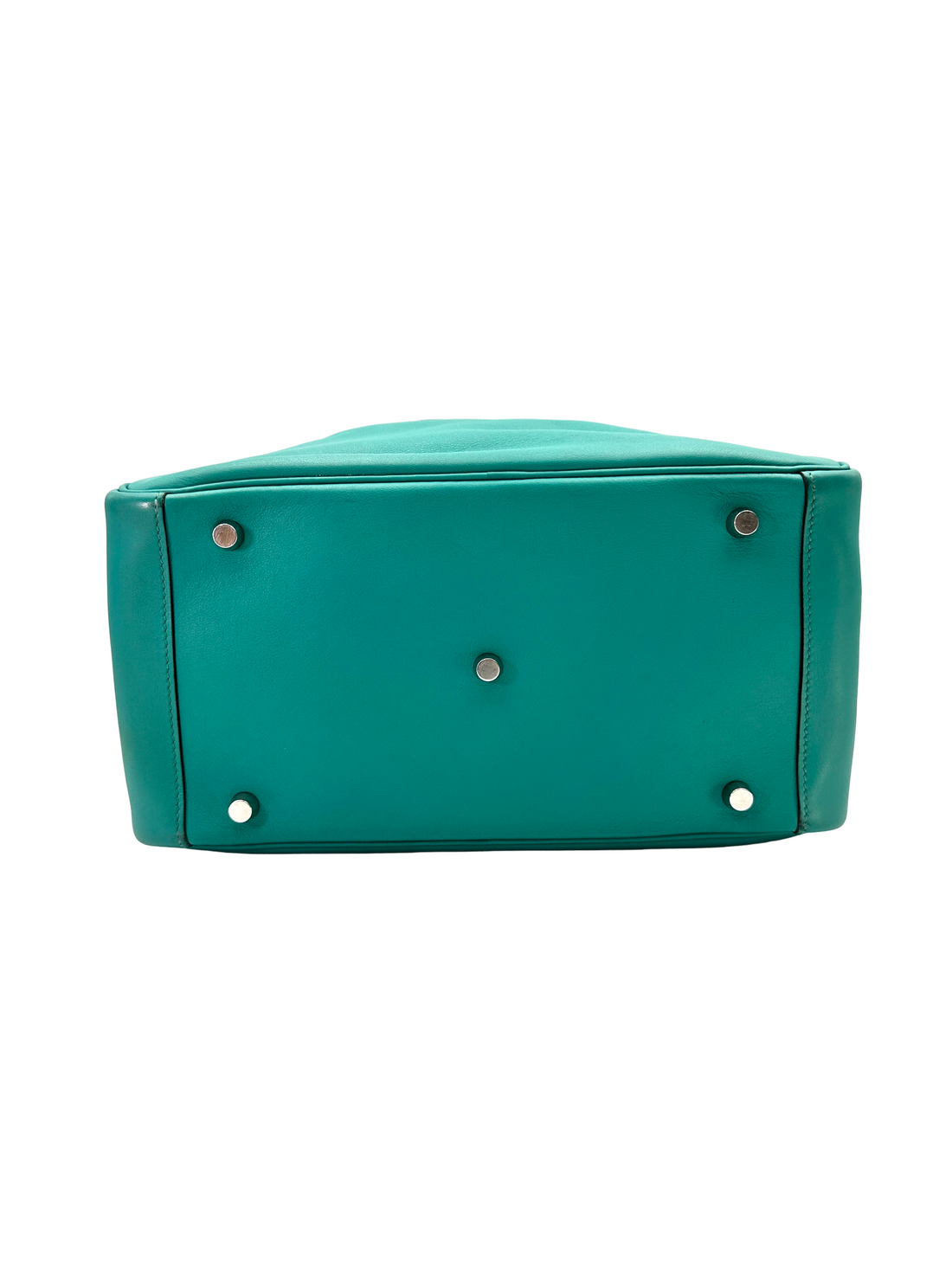 Hermes Lindy30 Turquoies Leather Handle Bag IRIS260