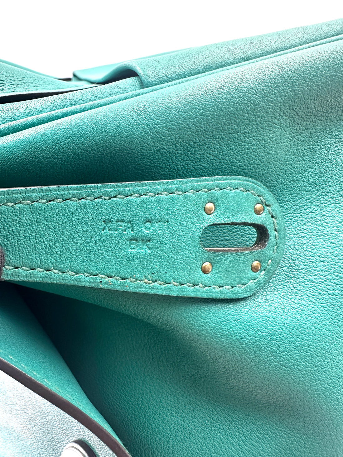 Hermes Lindy30 Turquoies Leather Handle Bag IRIS260