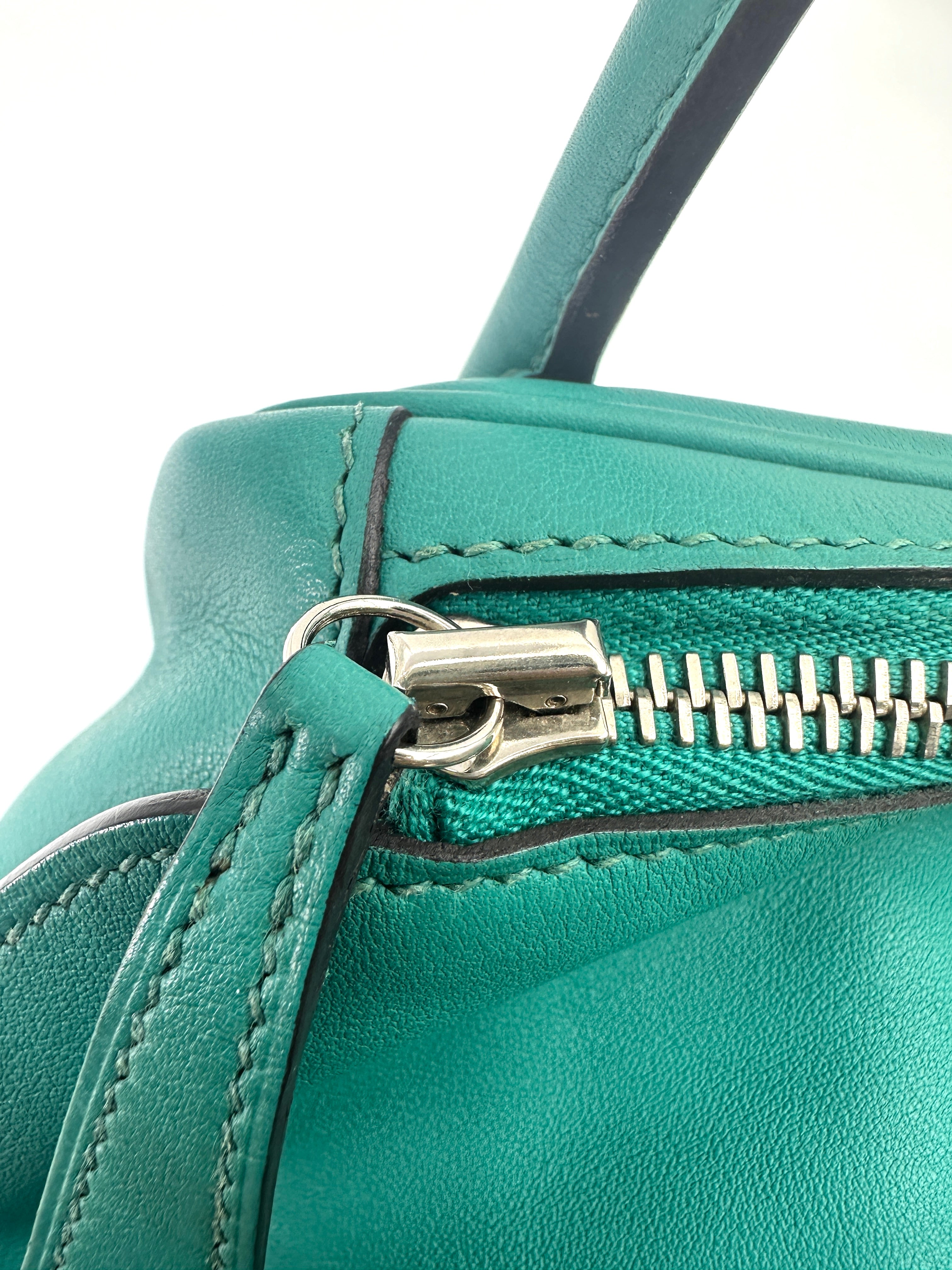 Hermes Lindy30 Turquoies Leather Handle Bag IRIS260