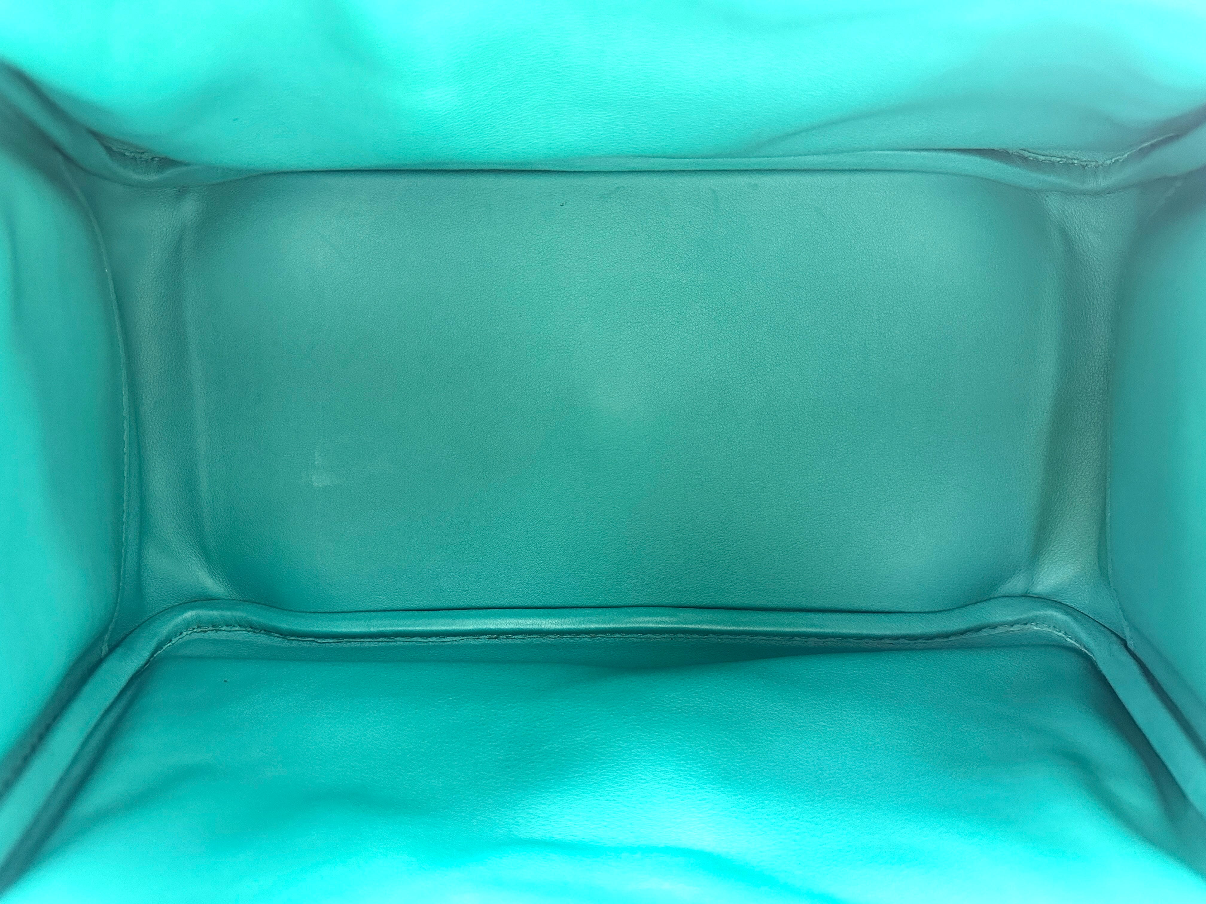 Hermes Lindy30 Turquoies Leather Handle Bag IRIS260