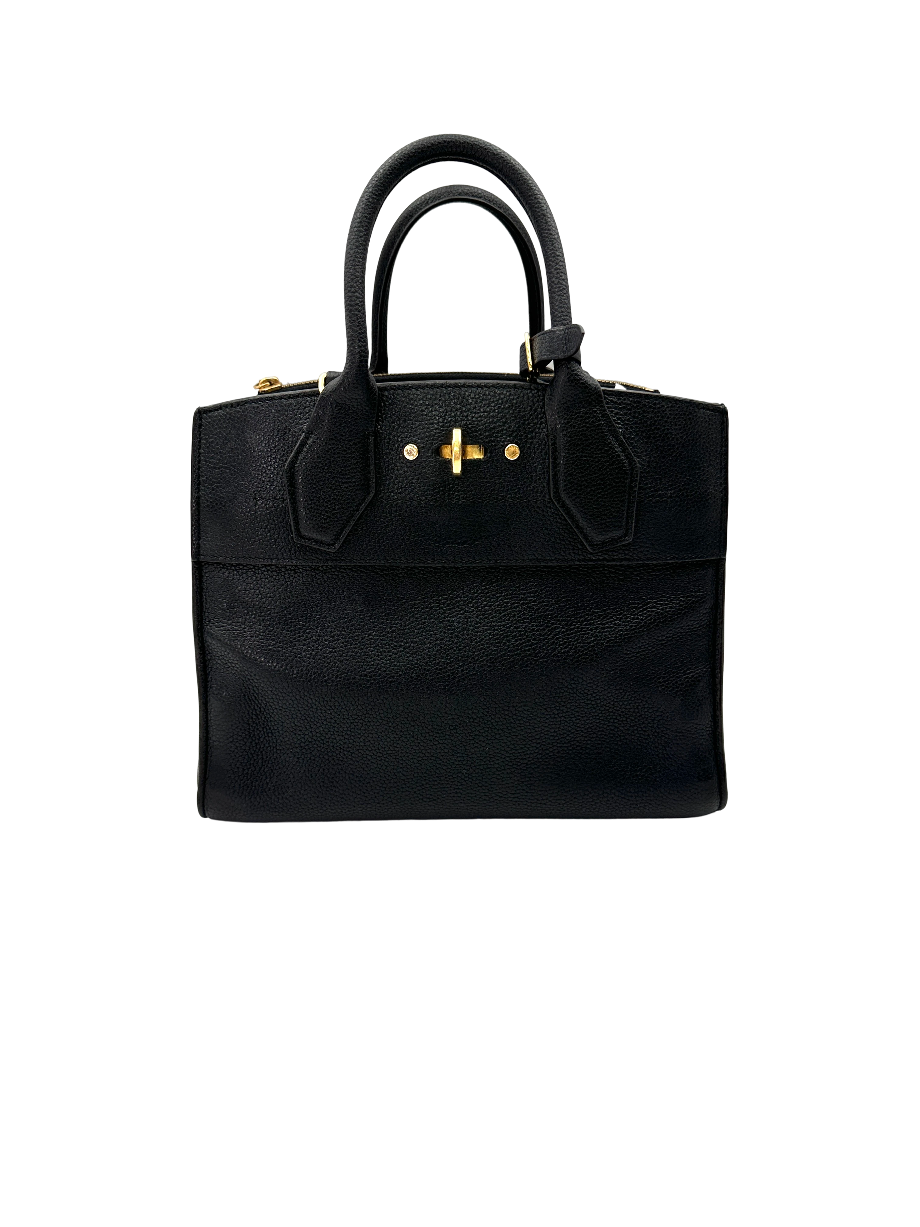 Louis Vuitton City Steamer Black Taurillon Leather Handle Bag LV3186