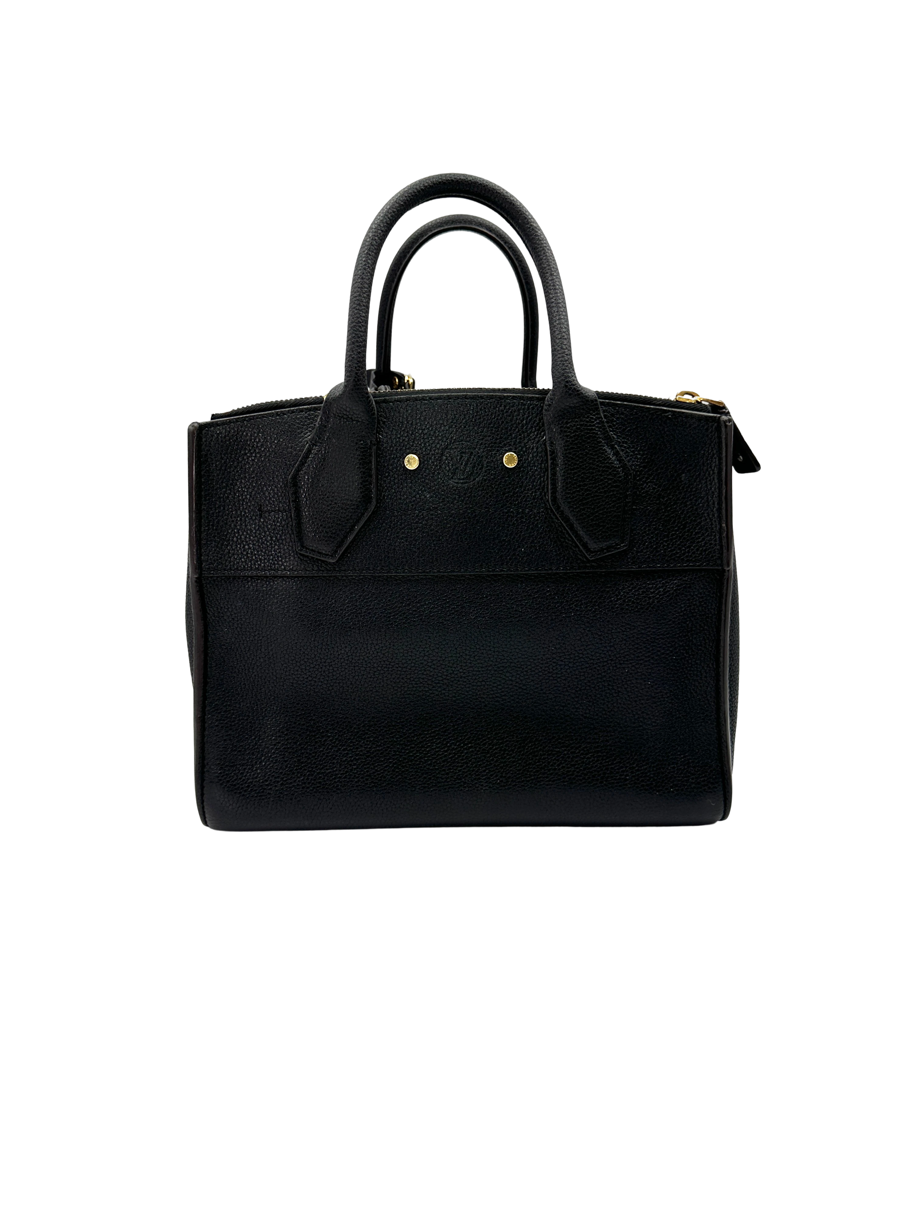 Louis Vuitton City Steamer Black Taurillon Leather Handle Bag LV3186