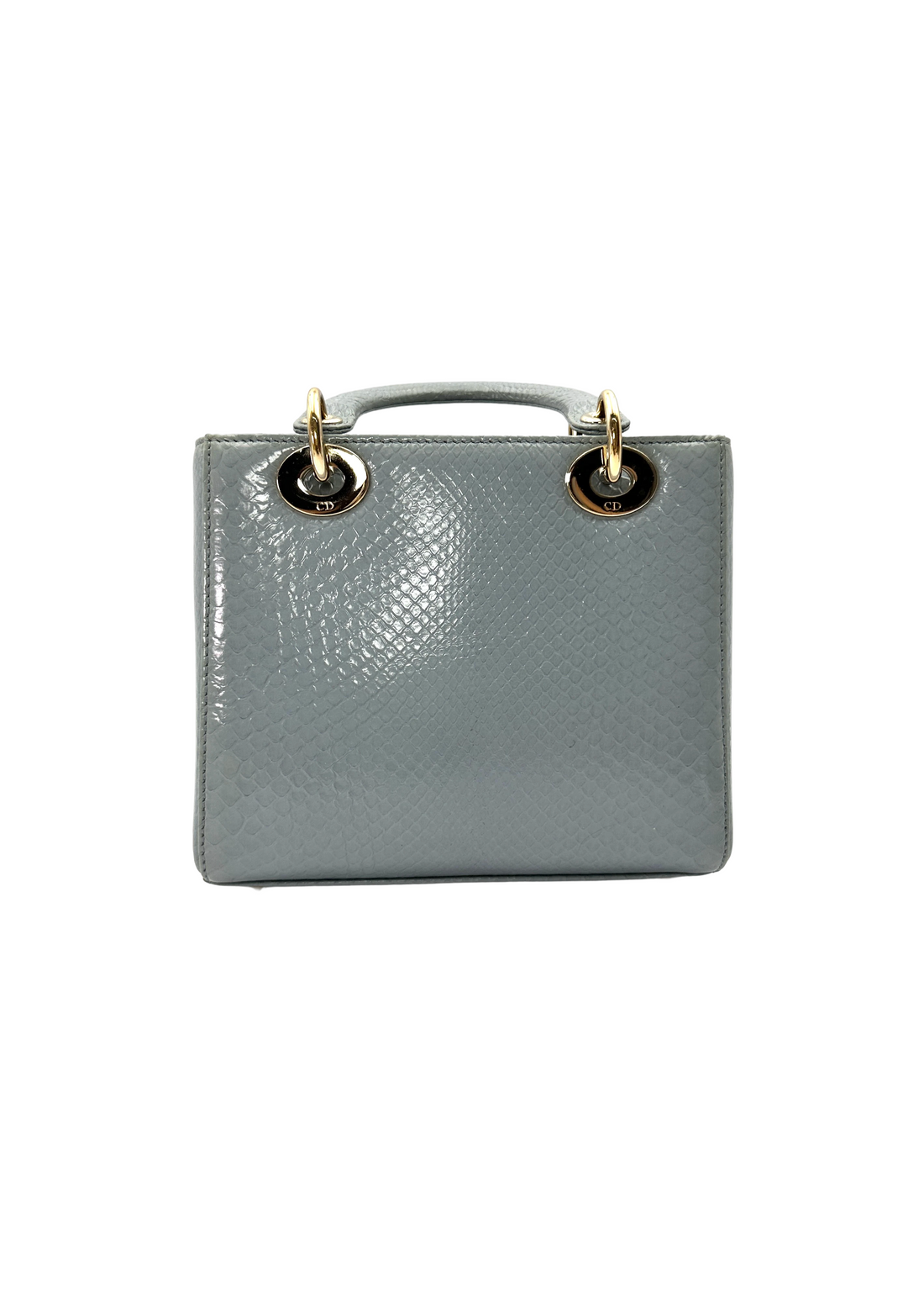 Christian Dior Lady Dior Blue Python Leather Handle Bag DR863