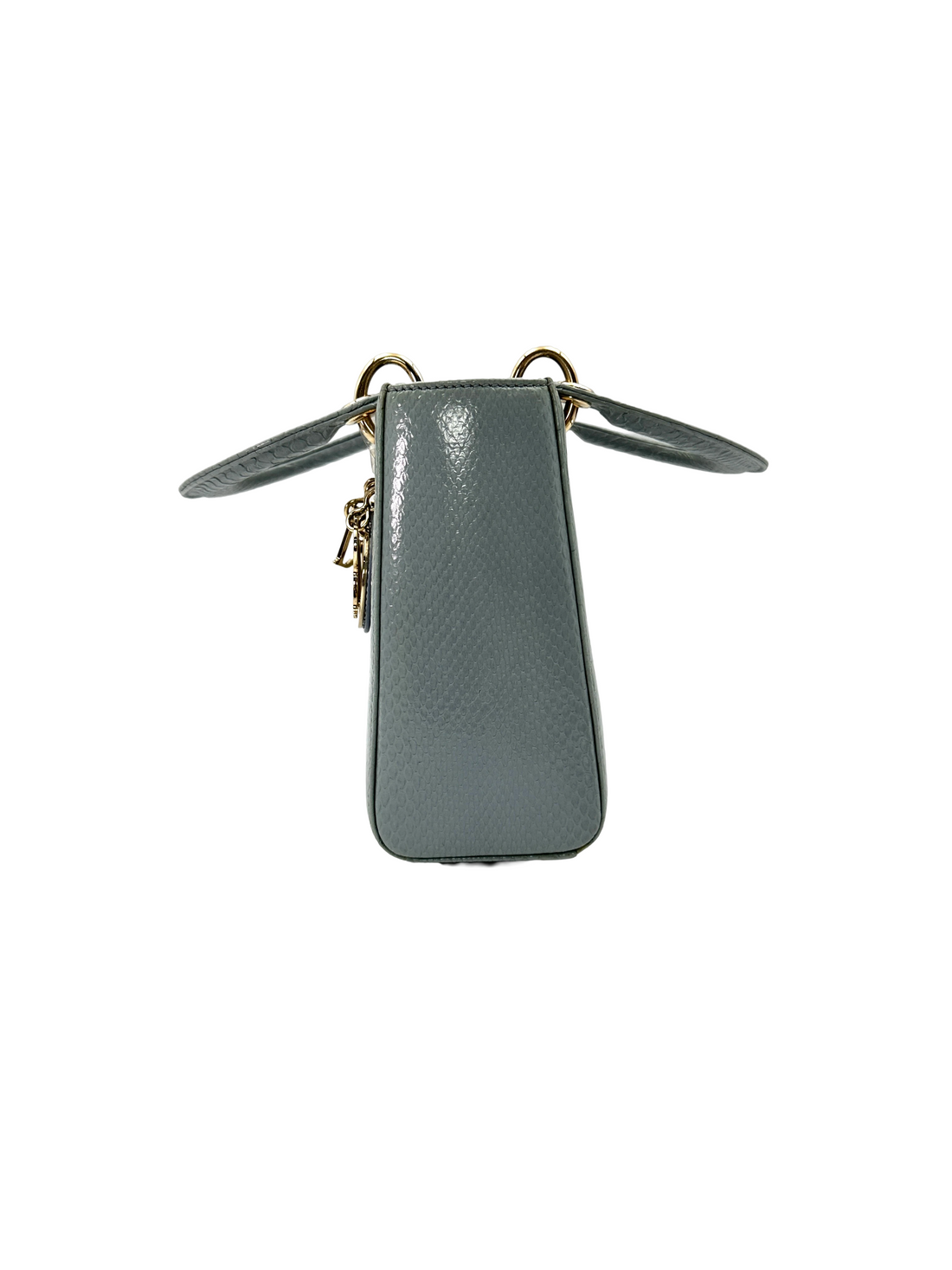 Christian Dior Lady Dior Blue Python Leather Handle Bag DR863