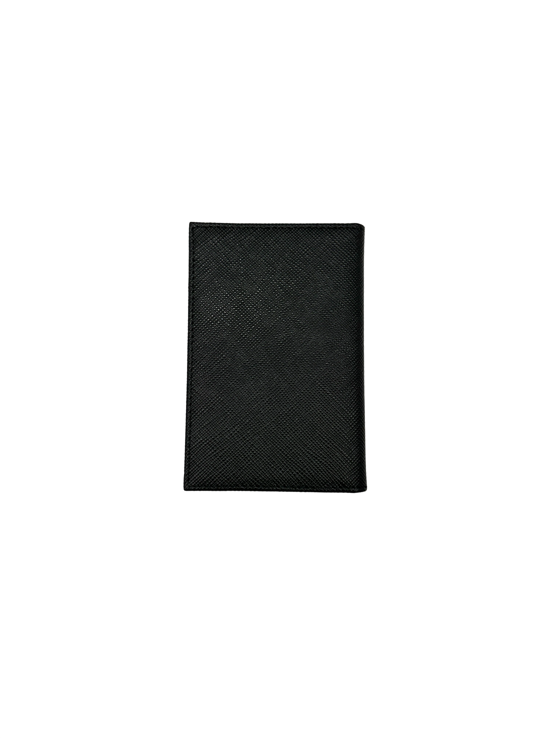 Prada Black Saffiano Leather Triangle Logo Card Holder PRA04