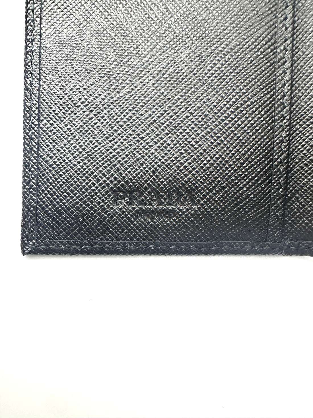 Prada Black Saffiano Leather Triangle Logo Card Holder PRA04