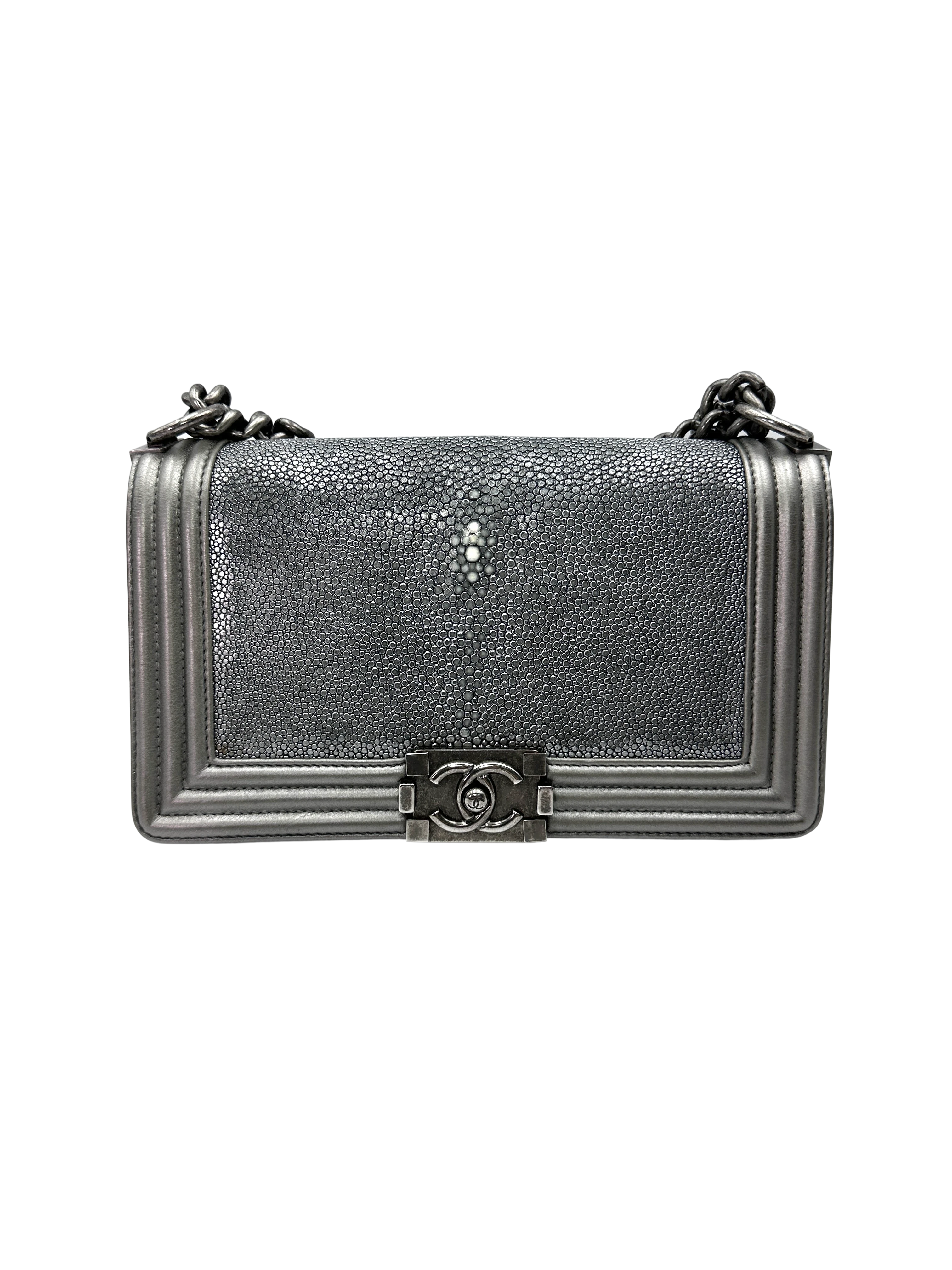 Chanel LeBoy Stingray Leather Flap Bag With Silver Buckle(16***14) CC2407