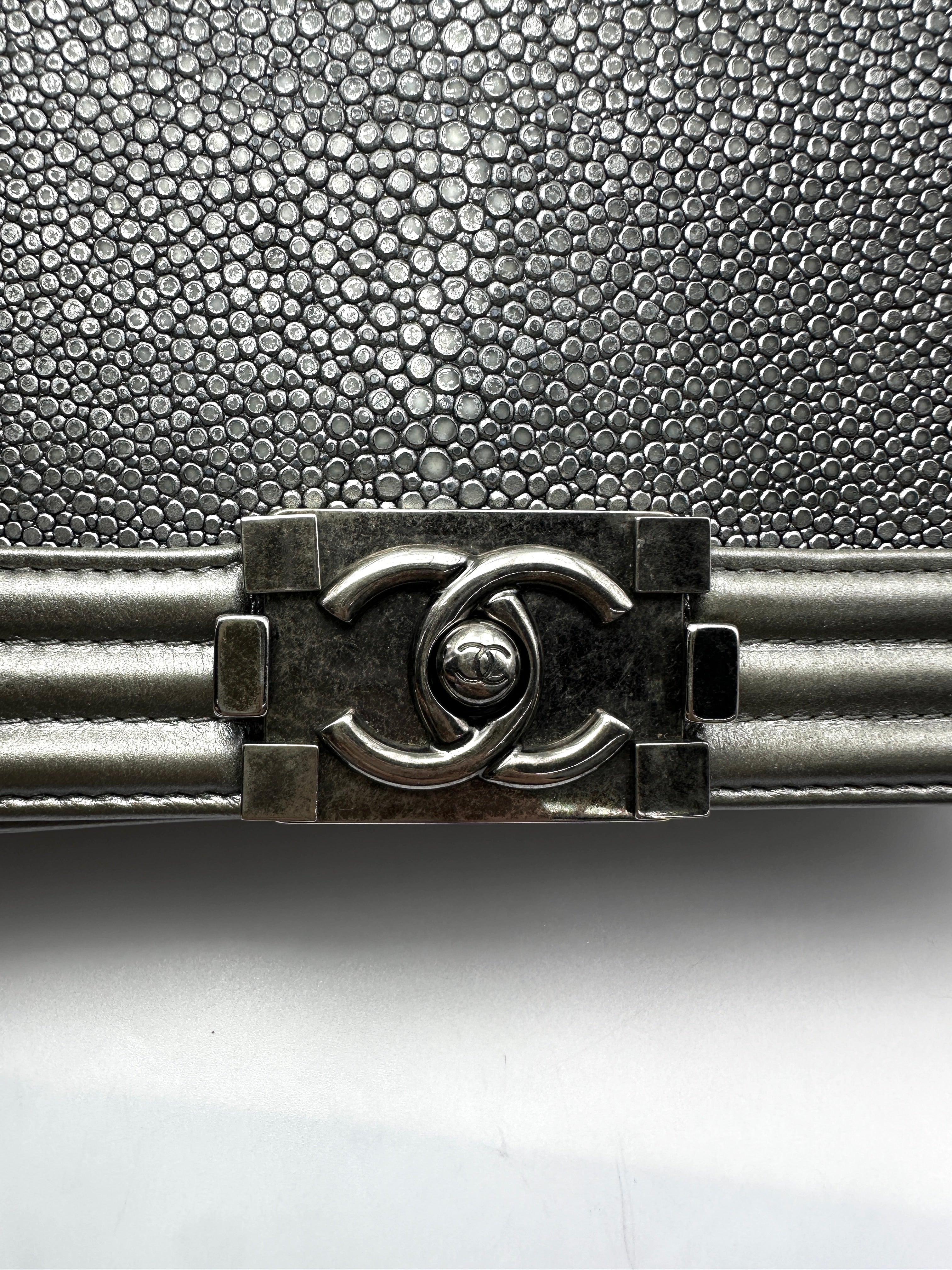 Chanel LeBoy Stingray Leather Flap Bag With Silver Buckle(16***14) CC2407