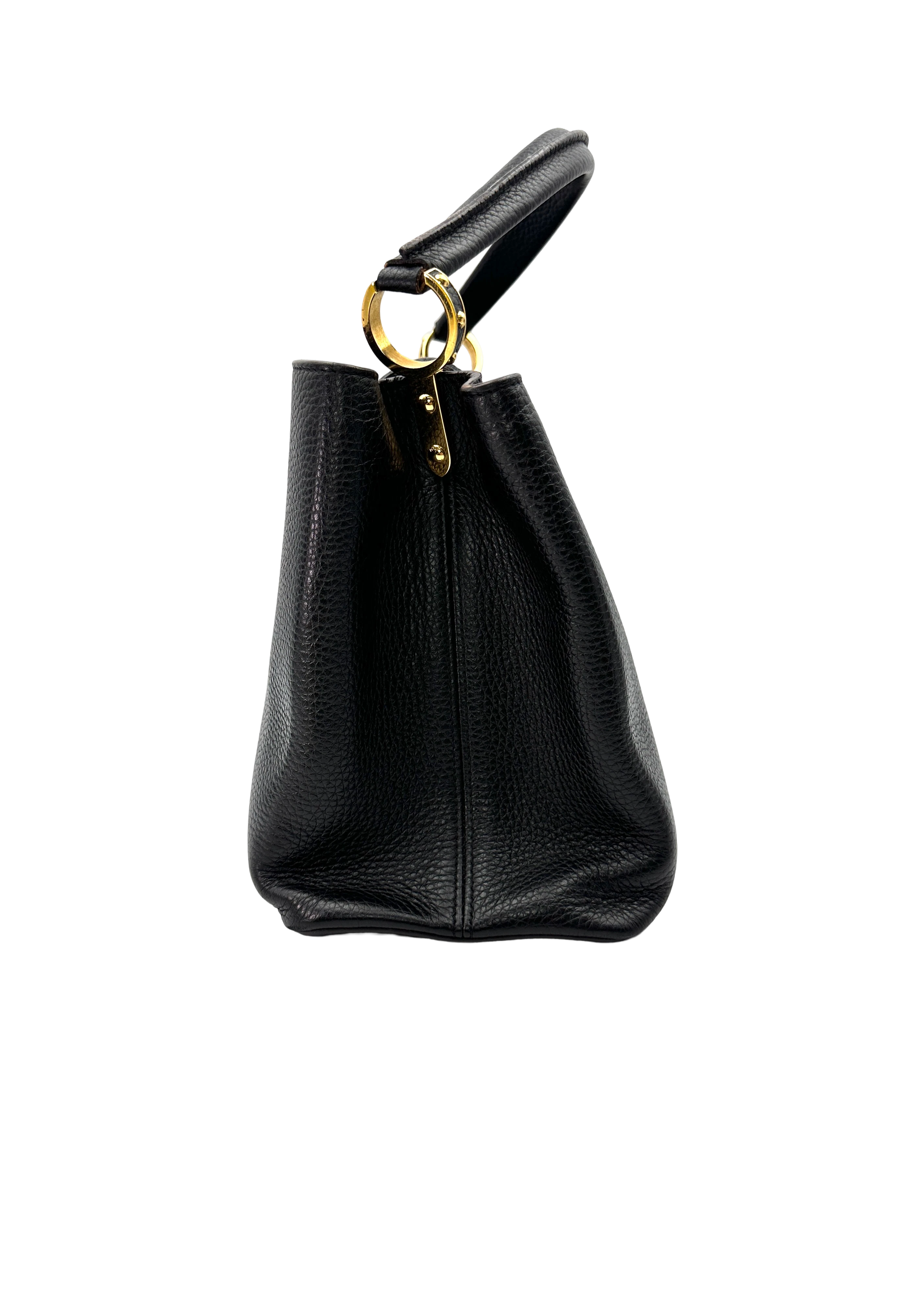 Louis Vuitton Capucines MM Black Taurillon Leather Handle Bag LV3189
