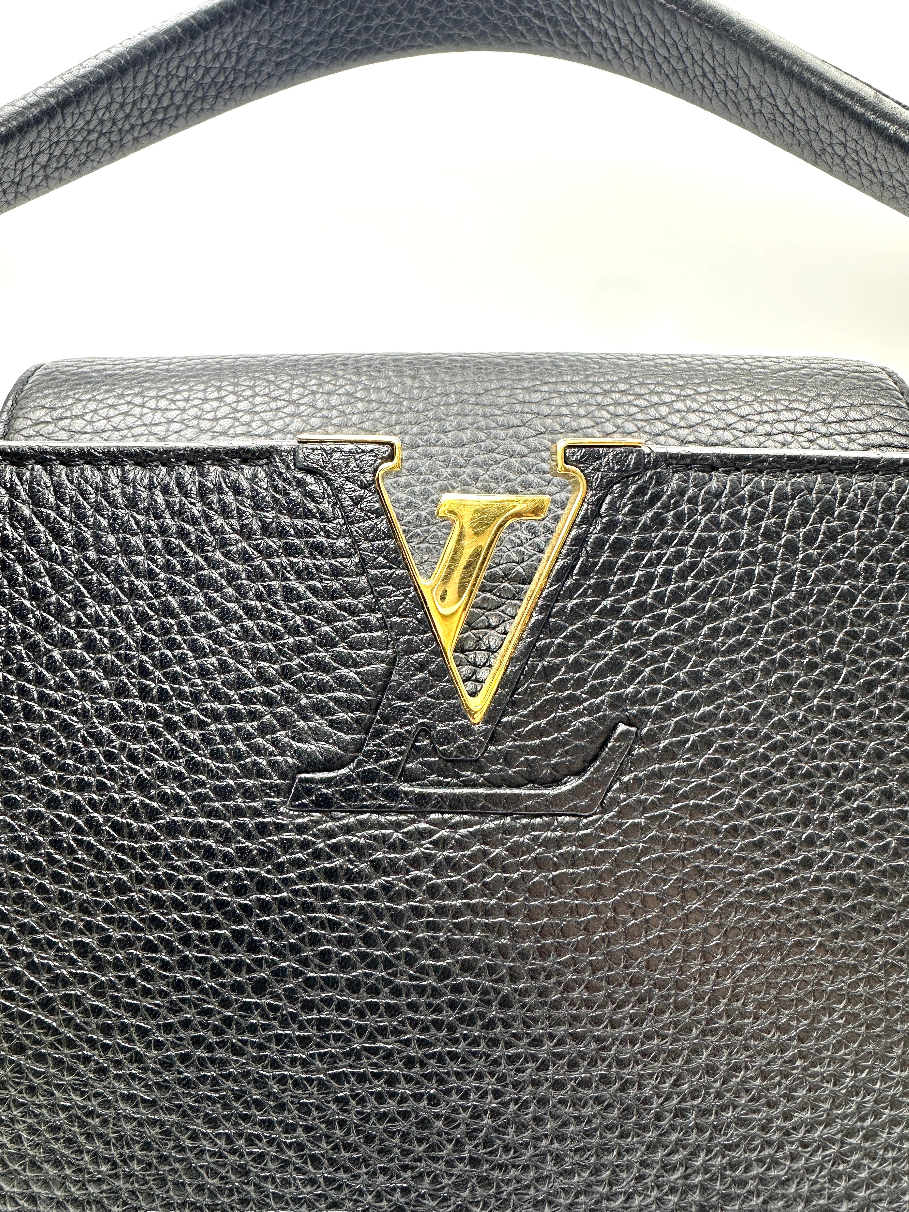 Louis Vuitton Capucines MM Black Taurillon Leather Handle Bag LV3189