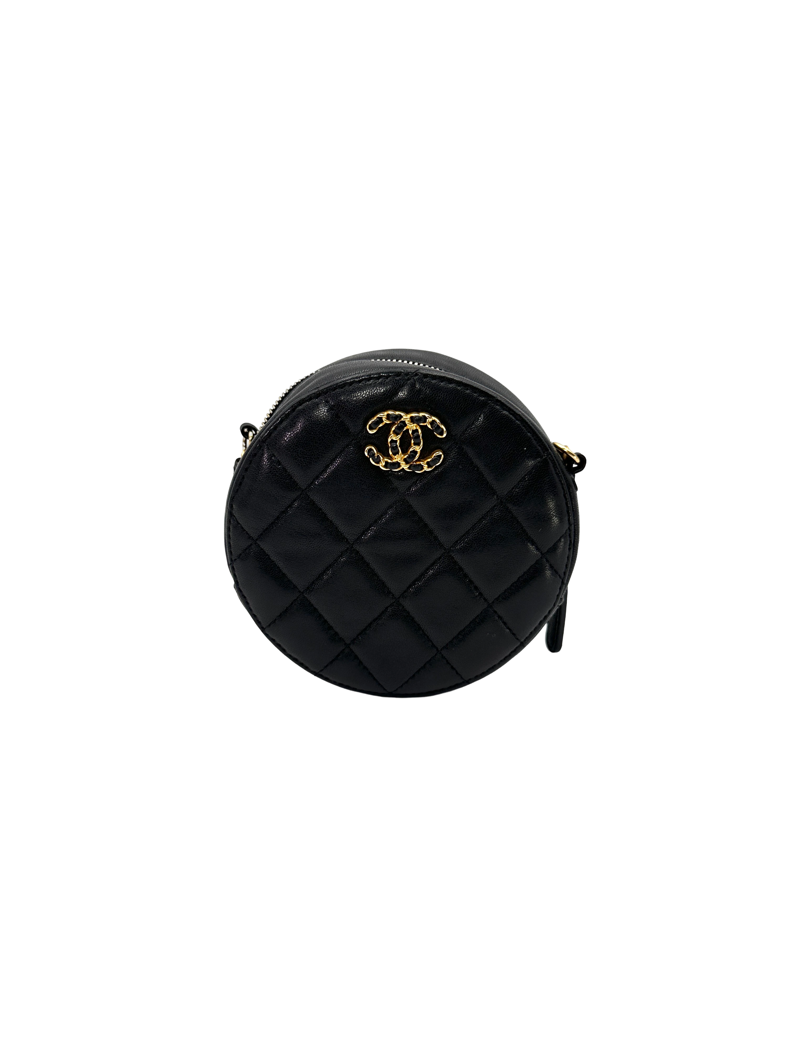 Chanel Black Quilted Leather Round Clutch(28***57) CC2416
