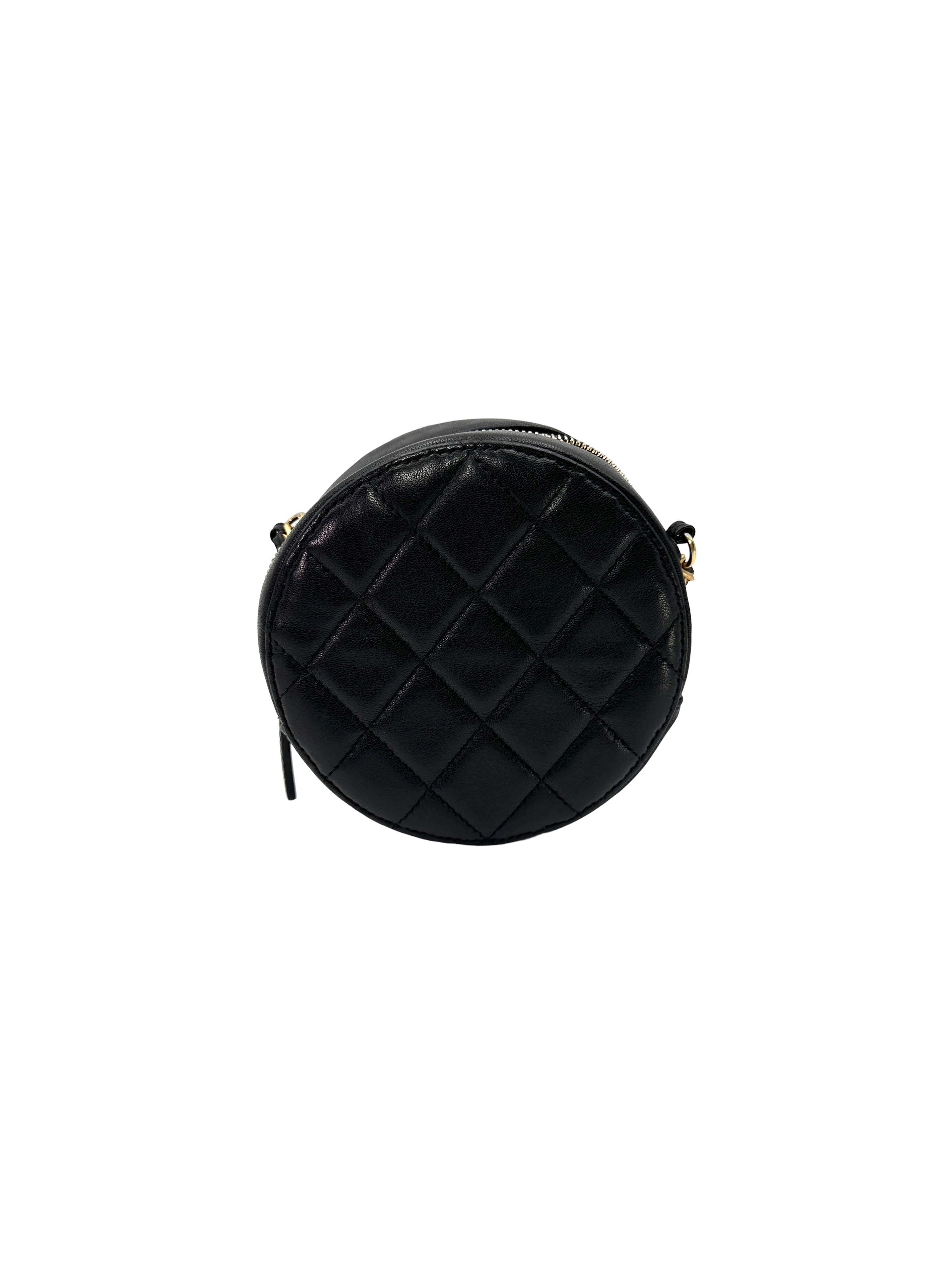 Chanel Black Quilted Leather Round Clutch(28***57) CC2416