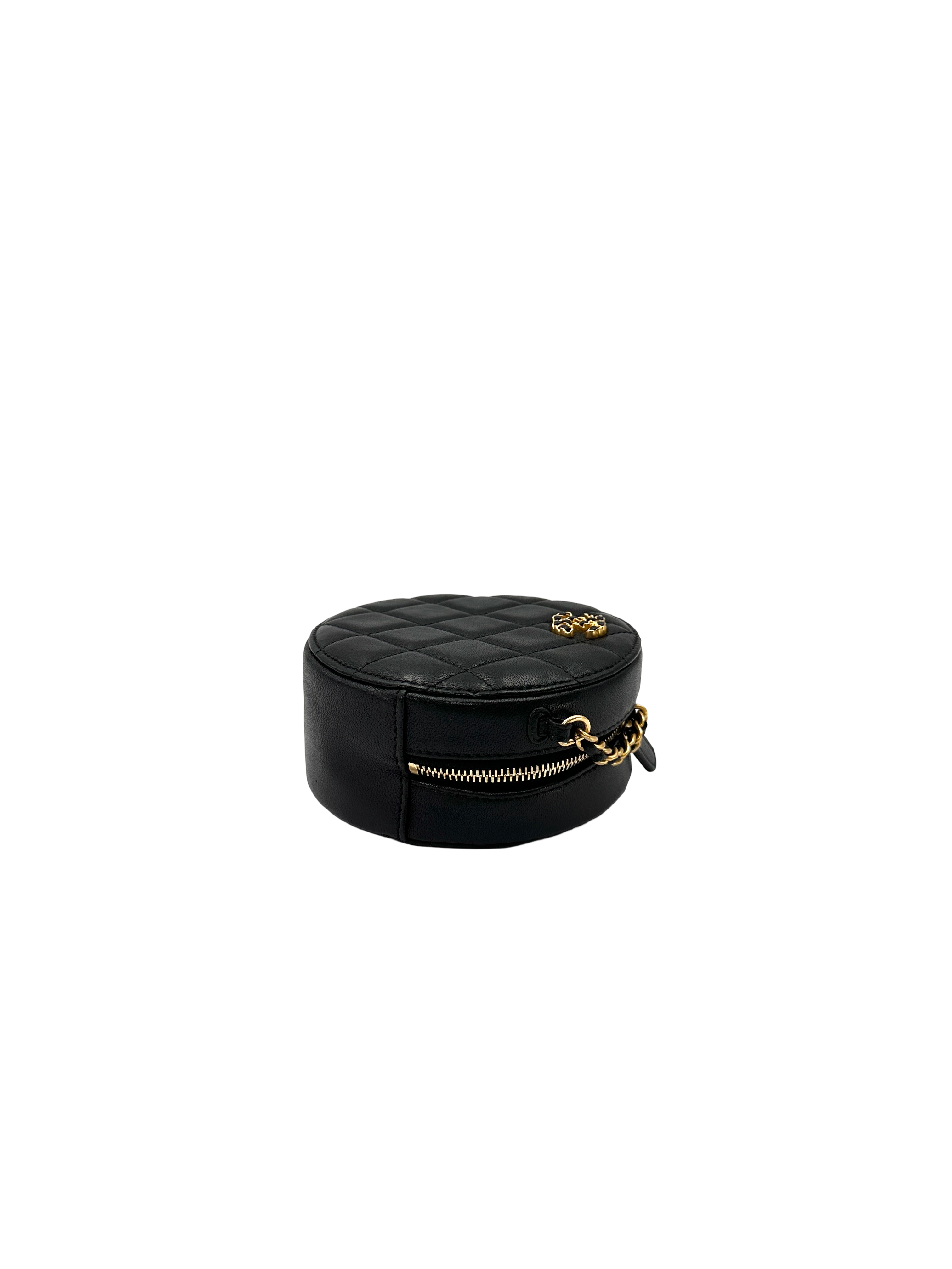 Chanel Black Quilted Leather Round Clutch(28***57) CC2416