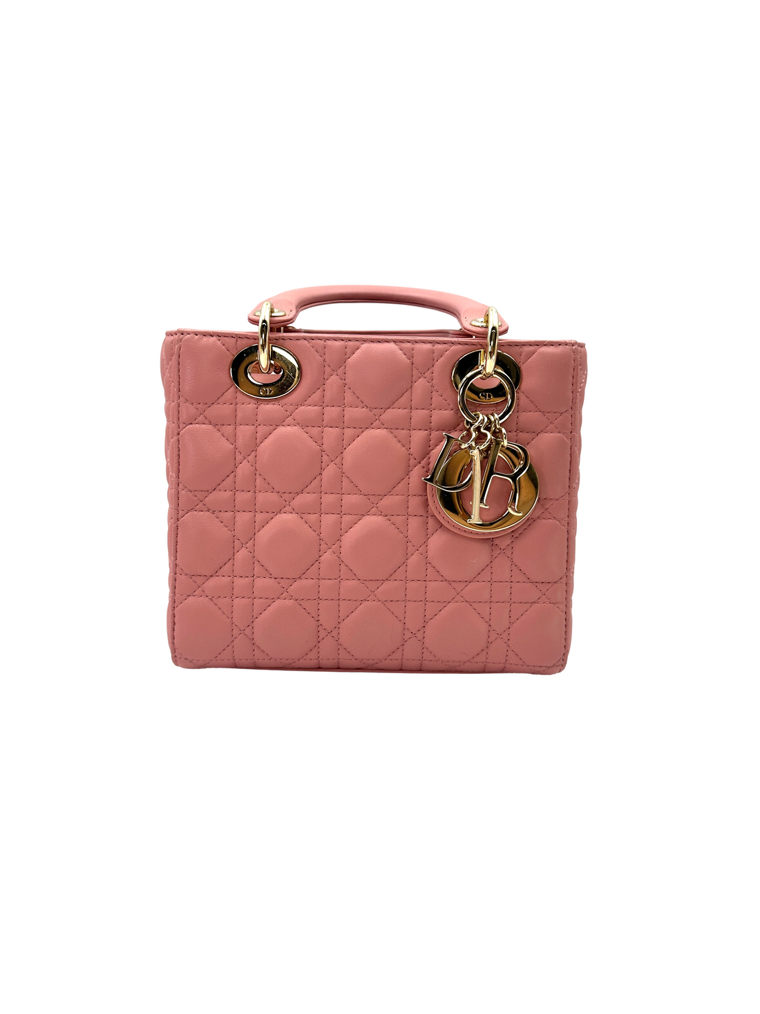 Christian Dior Lady Dior Pink Cannage Lambskin Handle Bag DR864